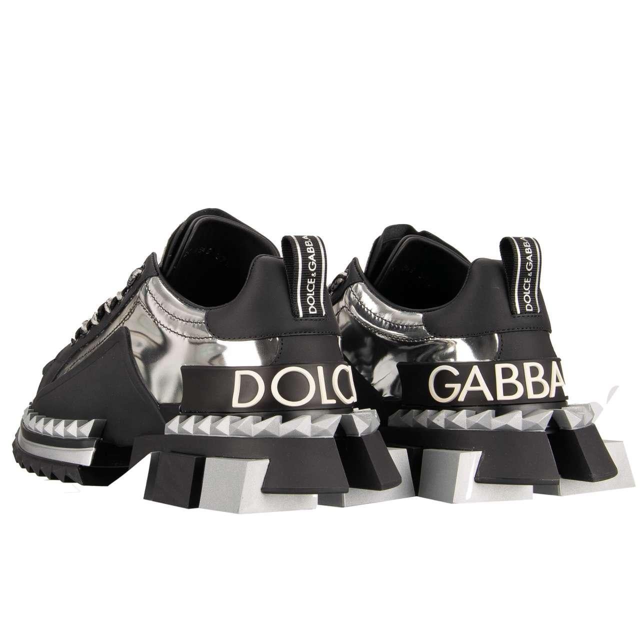Women's Dolce & Gabbana - DG Logo Plateau Sneaker SUPER QUEEN Silver Black 37.5 7.5 For Sale