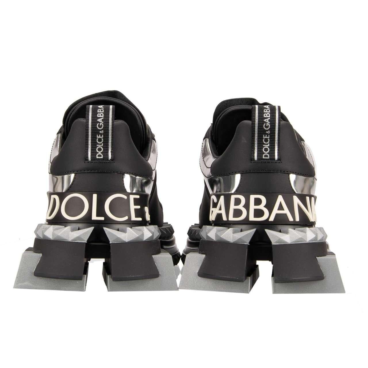 Dolce & Gabbana - DG Logo Plateau Sneaker SUPER QUEEN Silver Black 37.5 7.5 For Sale 1
