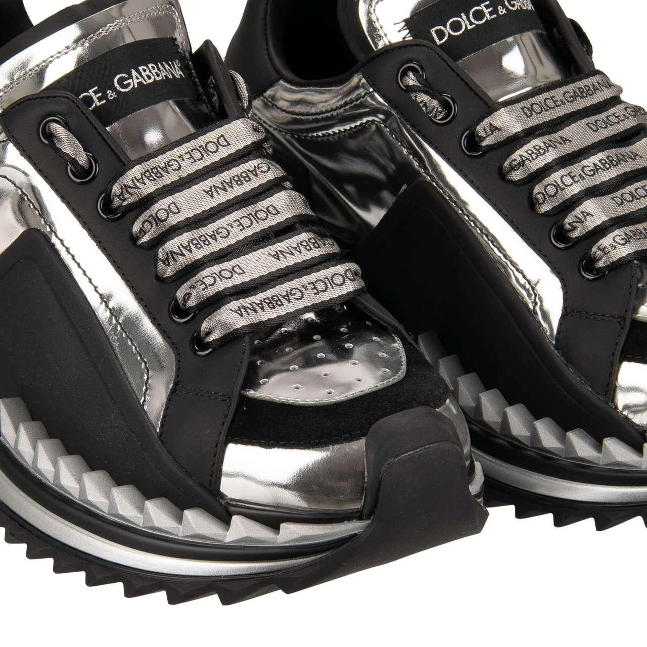Dolce & Gabbana - DG Logo Plateau Sneaker SUPER QUEEN Silver Black 37.5 7.5 For Sale 2