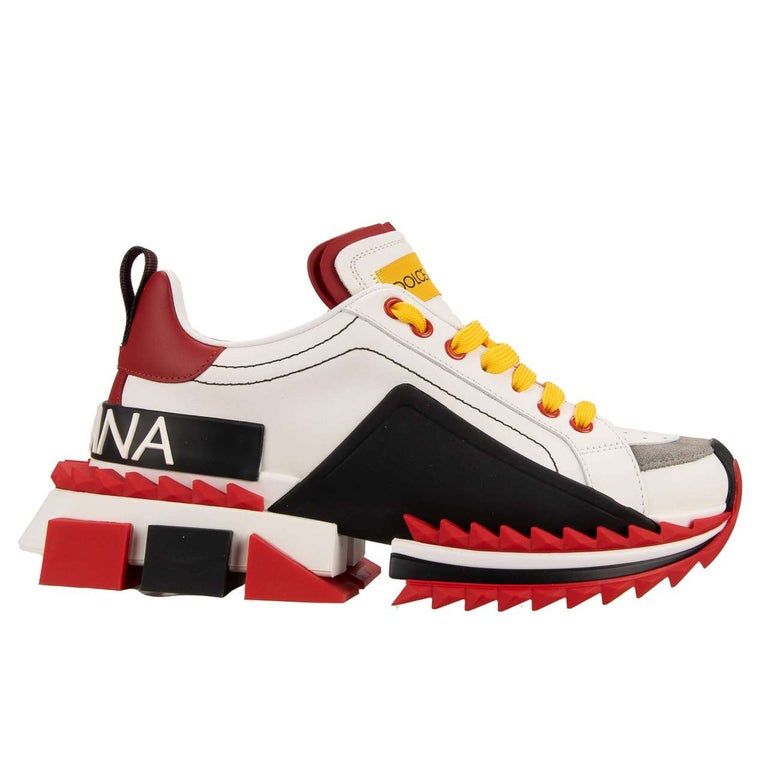 Dolce and Gabbana-DG Logo Plateau Sneaker SUPER QUEEN White Red Black EUR  36.5 For Sale at 1stDibs