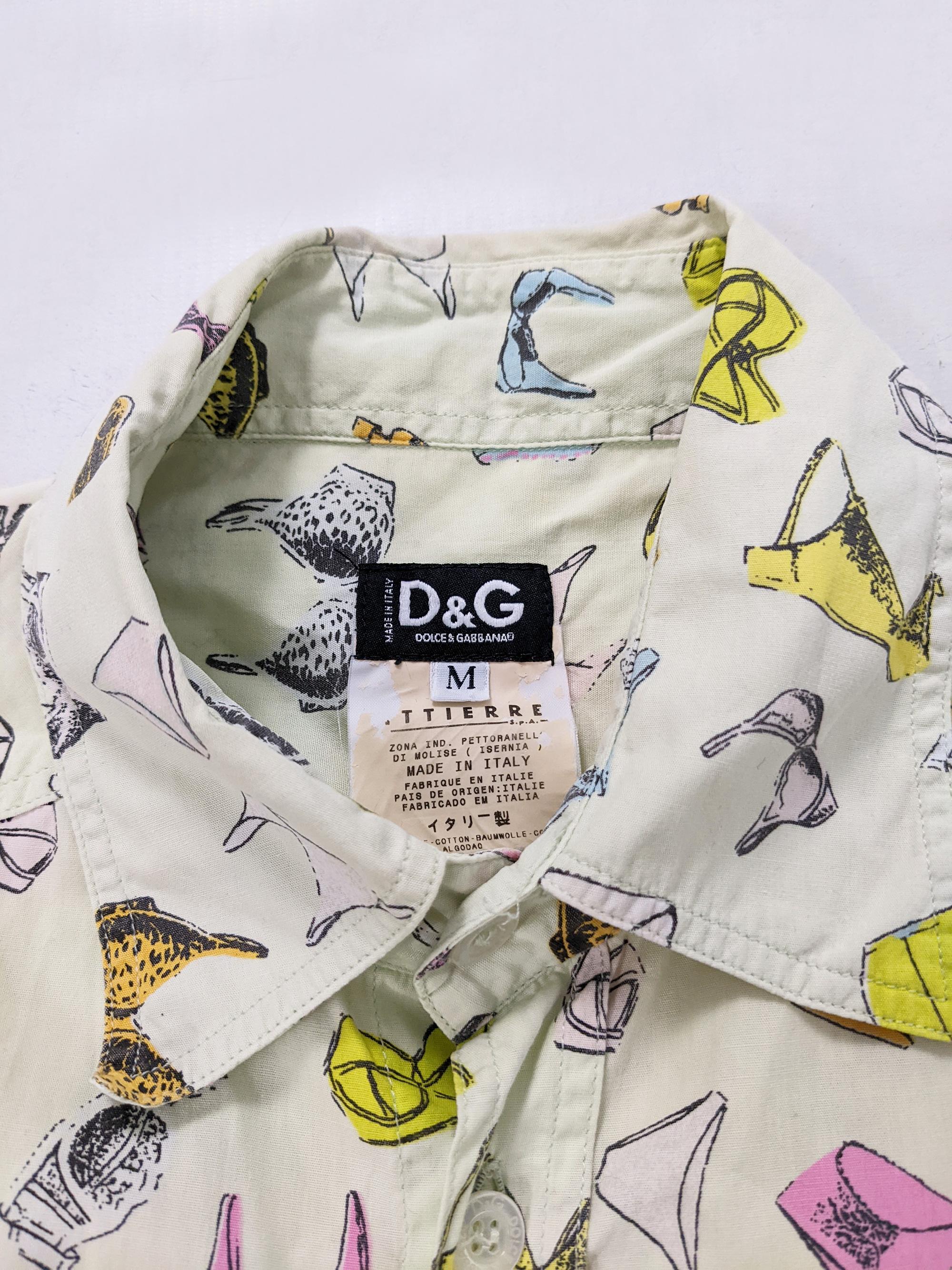 Dolce & Gabbana D&G Mens Vintage Pin Up Bra & Panties Print Short Sleeve Shirt 2