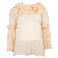 Dolce & Gabbana D&G Pink Silk Ruffle Blouse Size M