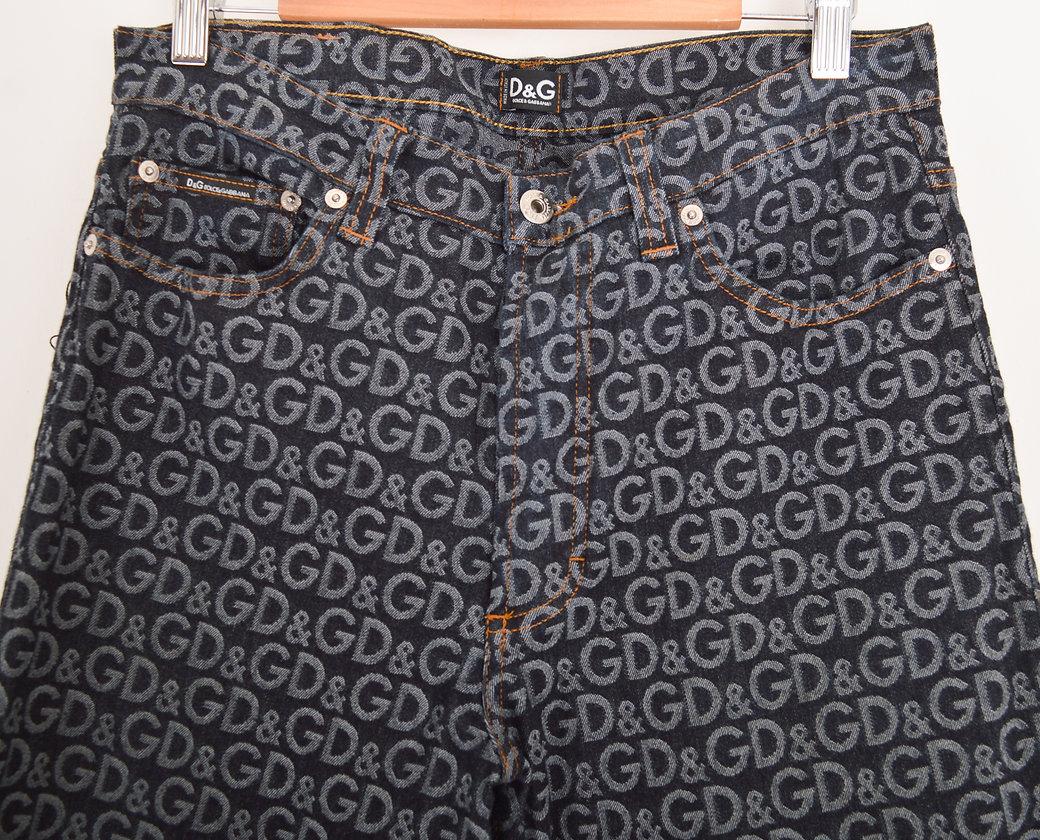Dolce & Gabbana 'D&G' Repeat Logo Jacquard Two Piece Matching Jacket Jeans Set For Sale 9