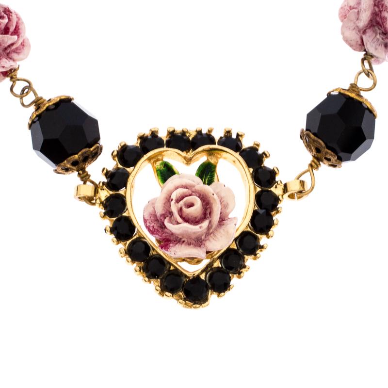 Contemporary Dolce & Gabbana DG Rose Crystal Gold Tone Bracelet