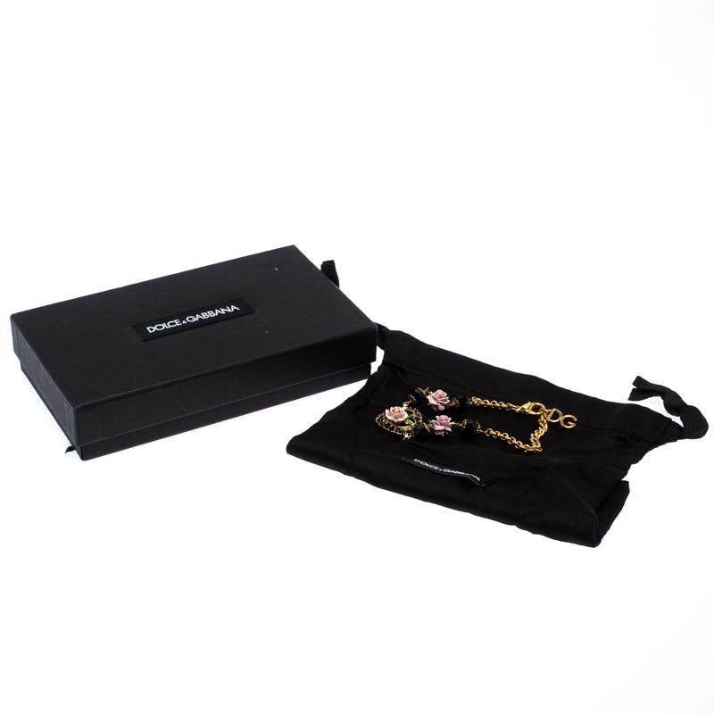 Dolce & Gabbana DG Rose Crystal Gold Tone Bracelet In Excellent Condition In Dubai, Al Qouz 2