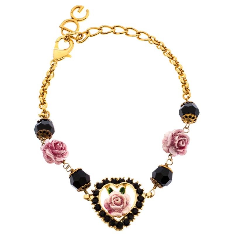 Dolce & Gabbana DG Rose Crystal Gold Tone Bracelet