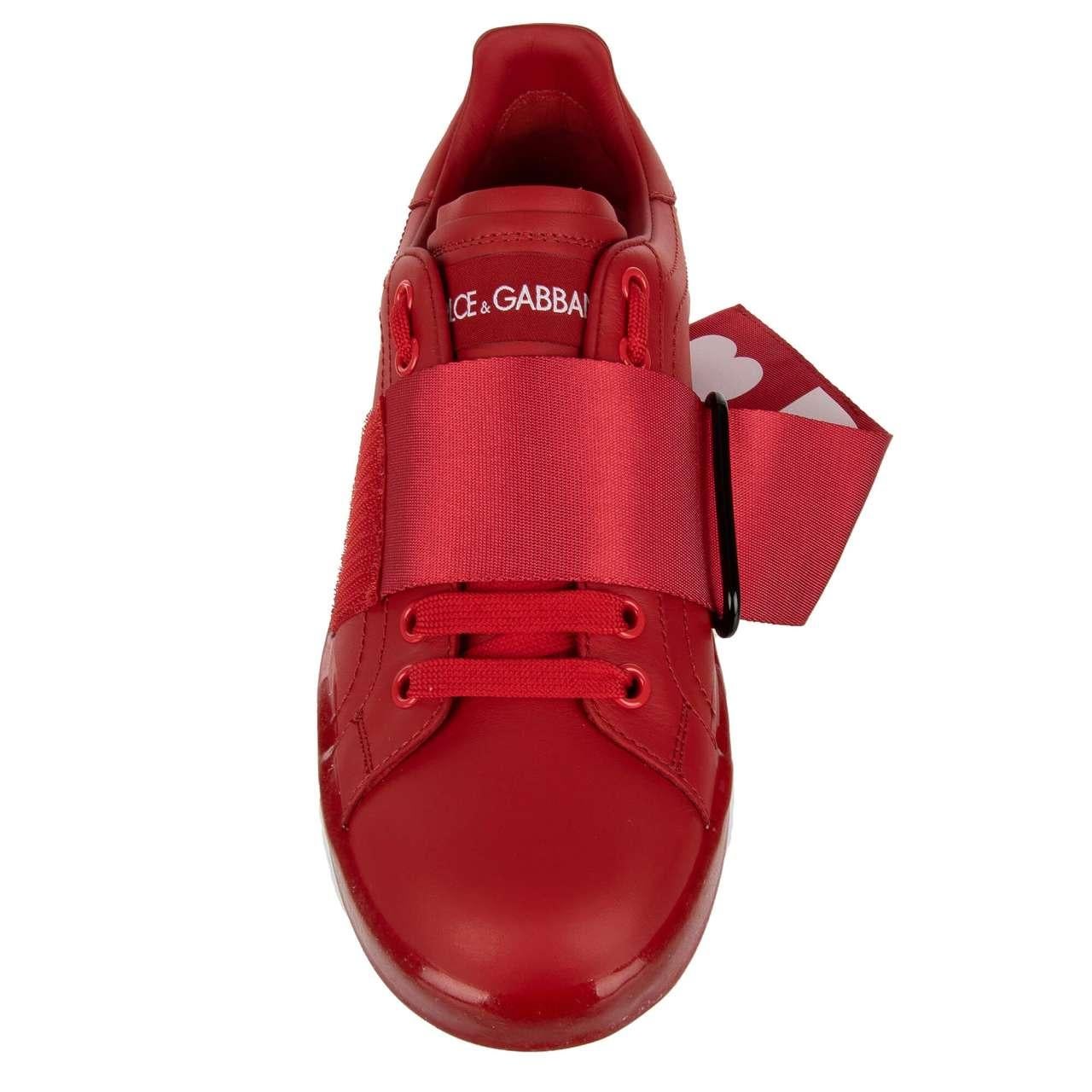 Dolce & Gabbana - D&G RULES Heart Sneaker PORTOFINO White Red EUR 35.5 In Excellent Condition For Sale In Erkrath, DE