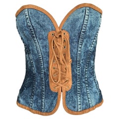 Dolce & Gabbana D&G runway denim and leather corset/bustier ss 2009-size S
