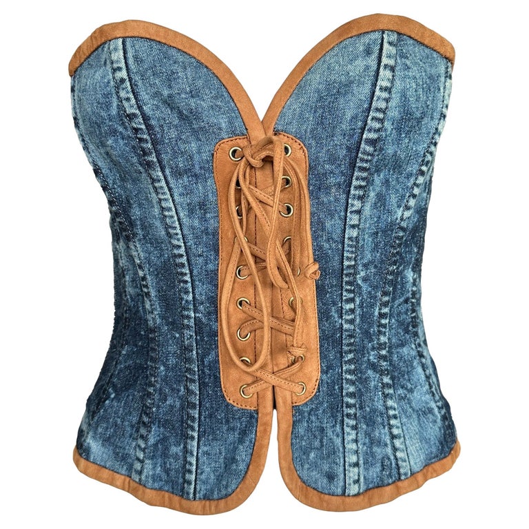 Dolce & Gabbana D&G runway denim and leather corset/bustier ss 2009-size S For Sale