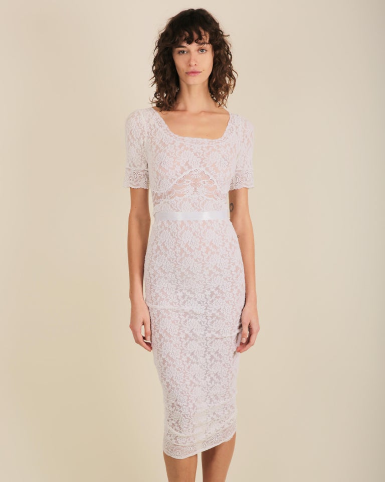 knee length dresses for ladies Dolce & Gabbana Lace Trim Maxi Dress main image 0