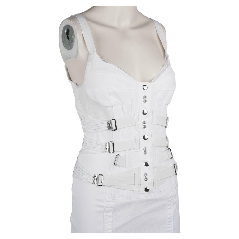 Dolce and Gabbana D&G Spring/Summer 2004 White Bondage Dress (Size S) For  Sale at 1stDibs