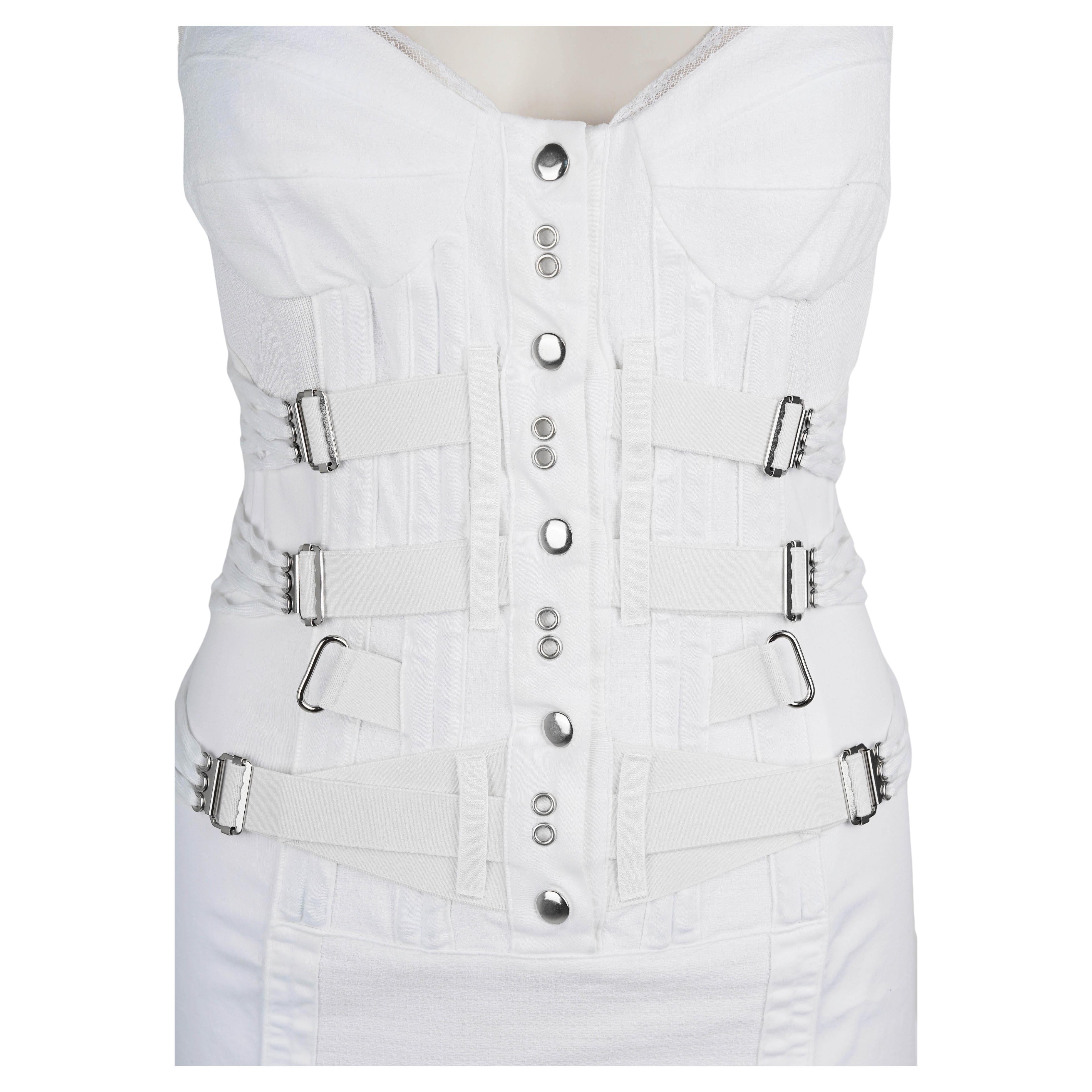 Dolce & Gabbana D&G Spring/Summer 2004 White Bondage Dress (Taille S) Pour femmes en vente