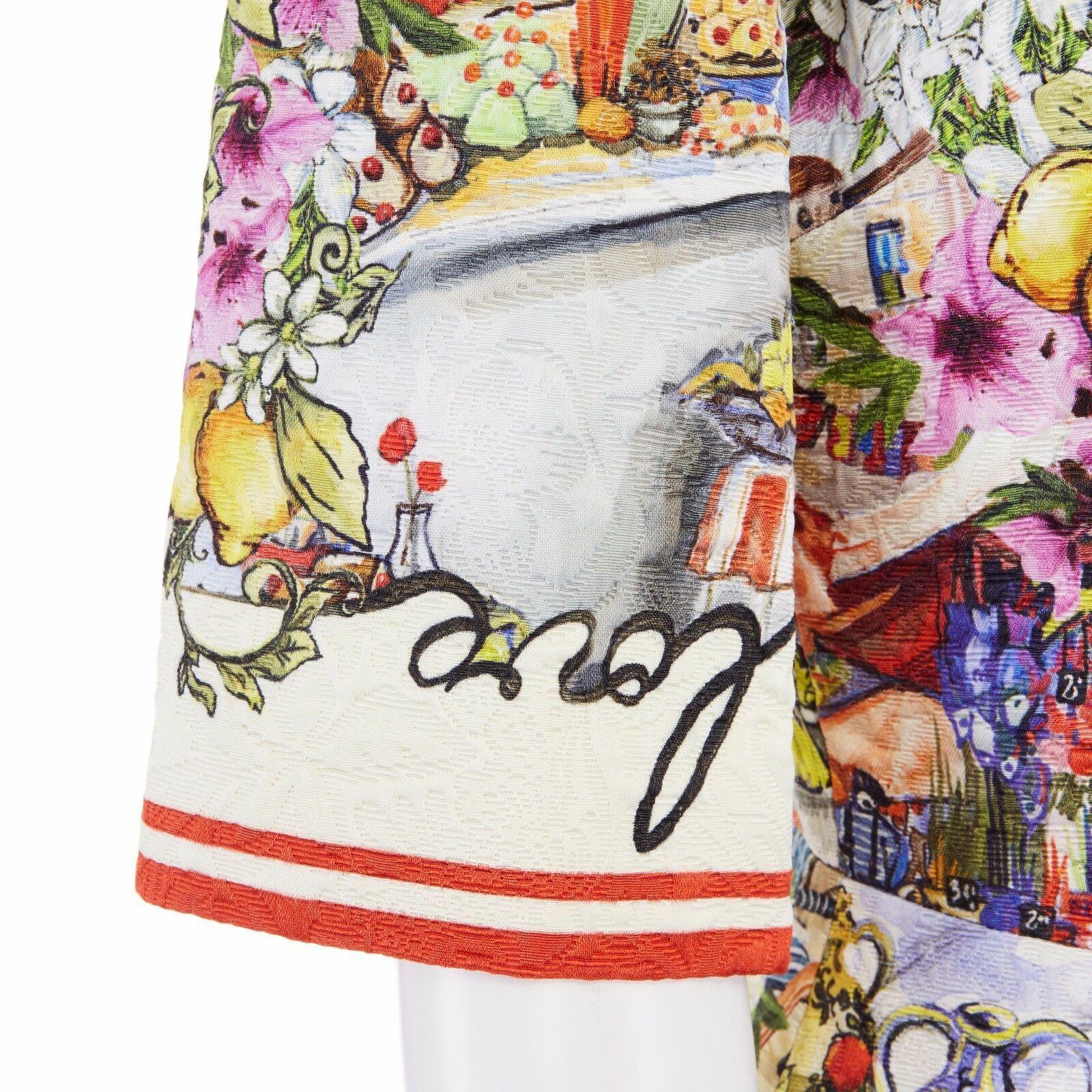 DOLCE GABBANA D&G SS16 italian floral fruit market print jacquard dress IT36 XS 2