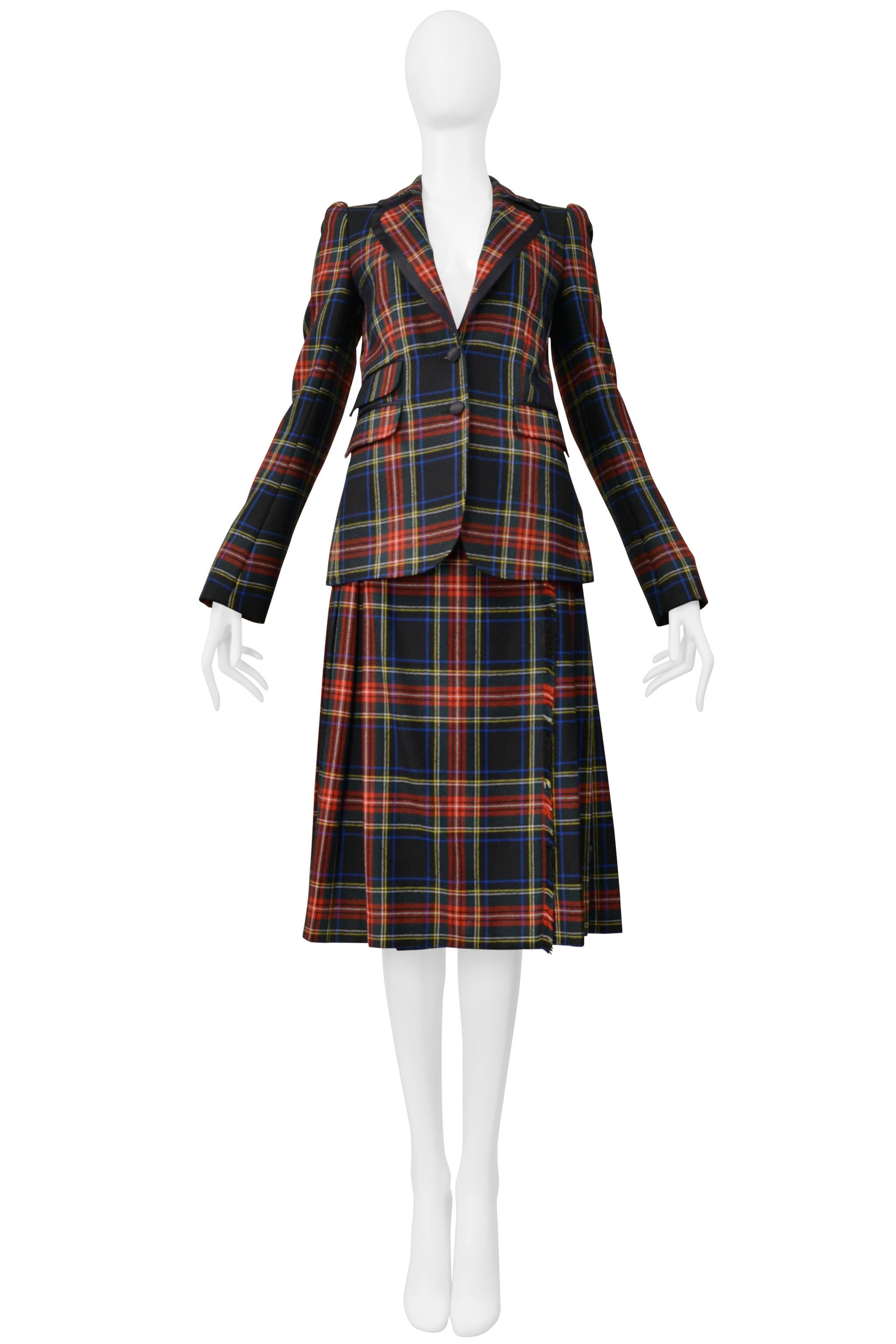Black Dolce & Gabbana D&G Tartan Plaid Jacket & Skirt Ensemble 2008 For Sale