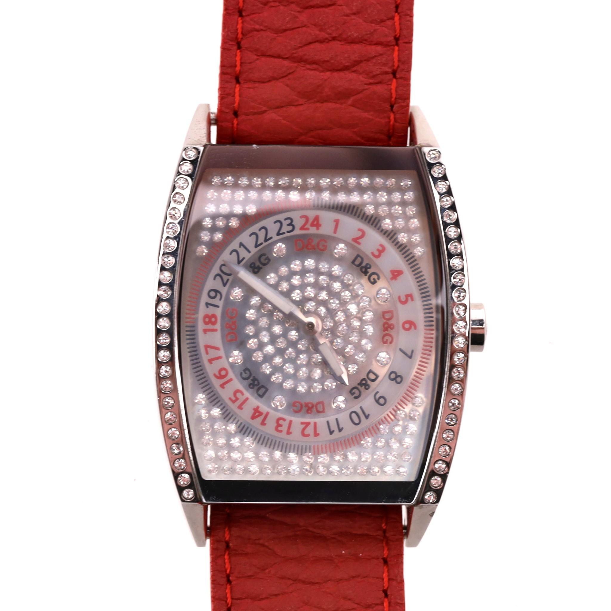 Modern Dolce & Gabbana - D&G Time Two-Dial Crystal Embellished Leather Watch
