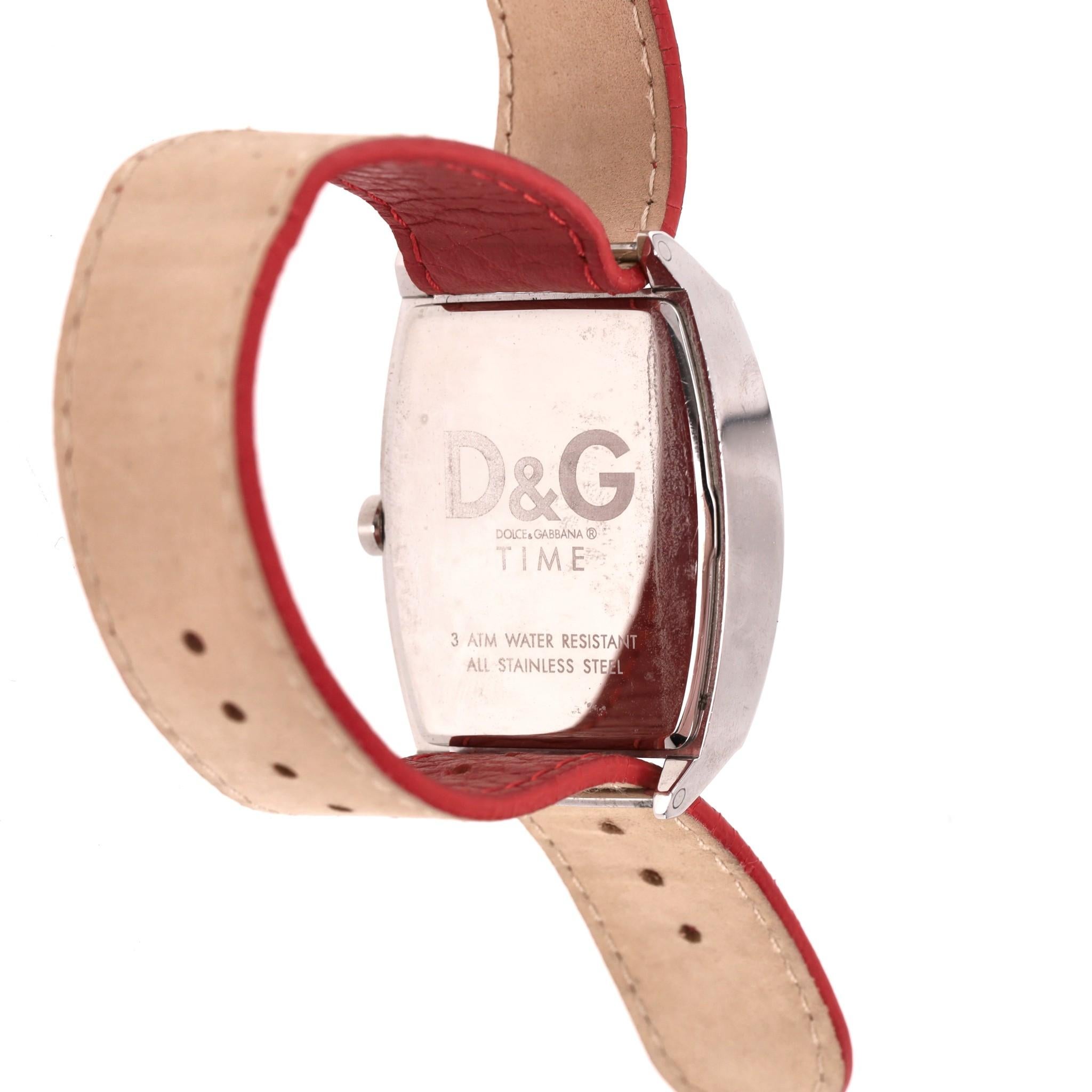 Dolce & Gabbana - D&G Time Two-Dial Crystal Embellished Leather Watch In Good Condition In London, GB