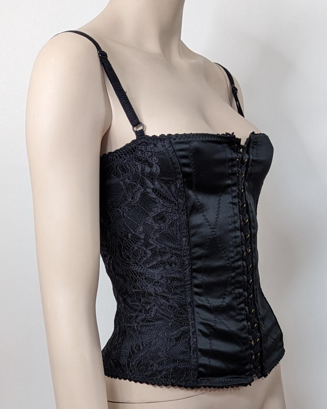 Dolce & Gabbana D&G top lace up bustier with black laces details In Good Condition For Sale In GOUVIEUX, FR