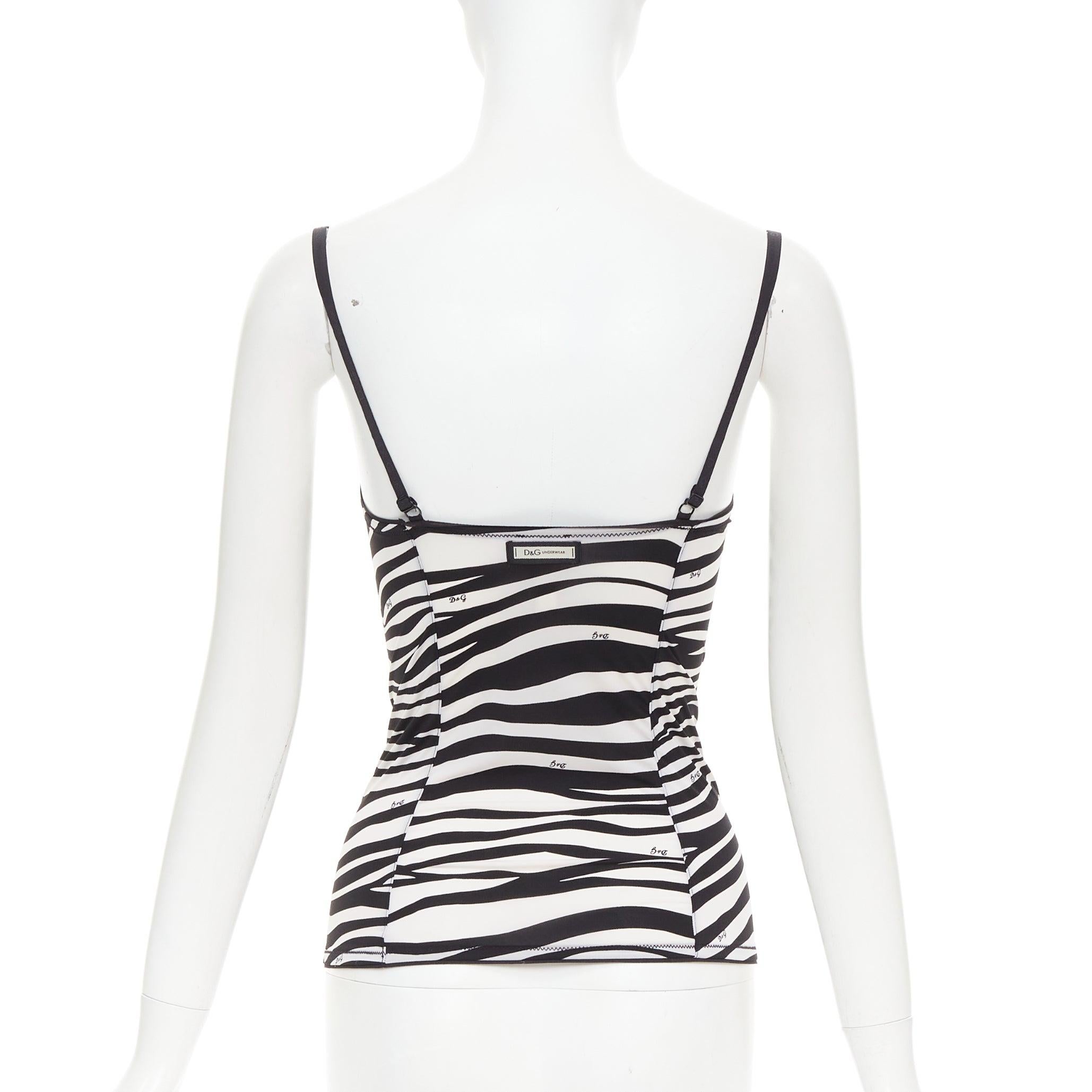 Women's DOLCE GABBANA D&G UNDERWEAR Vintage logo zebra stripe camisole tank Sz1 S For Sale