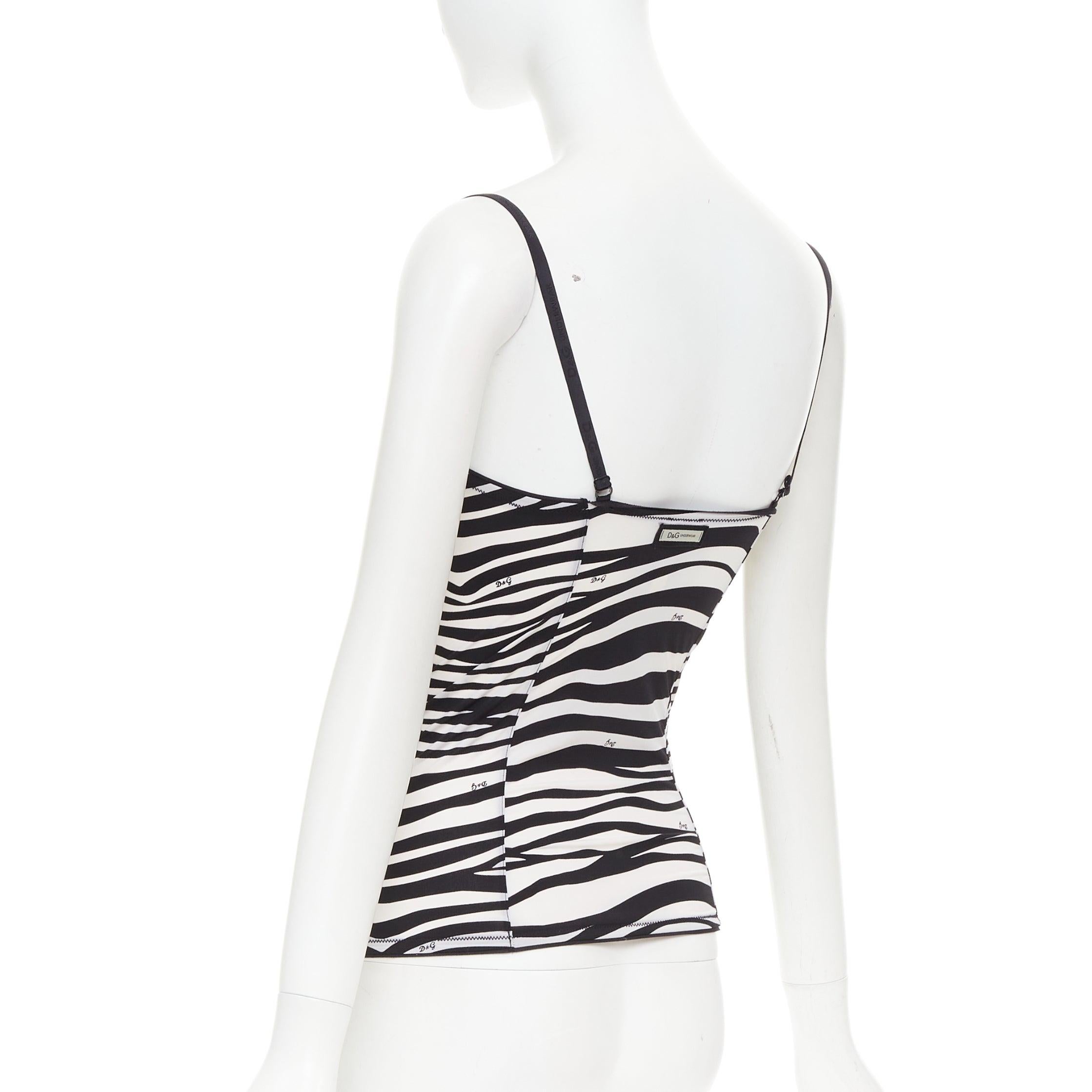 DOLCE GABBANA D&G UNDERWEAR Vintage logo zebra stripe camisole tank Sz1 S For Sale 1