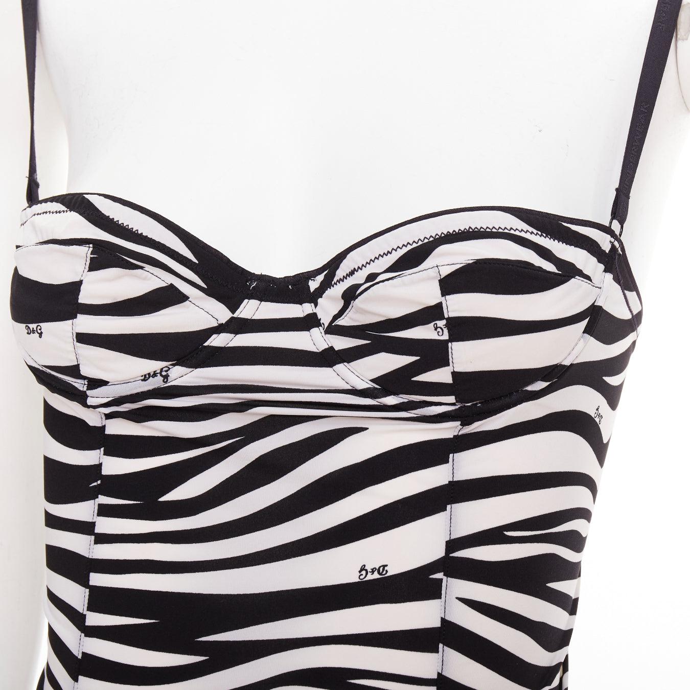 DOLCE GABBANA D&G UNDERWEAR Vintage logo zebra stripe camisole tank Sz1 S For Sale 2