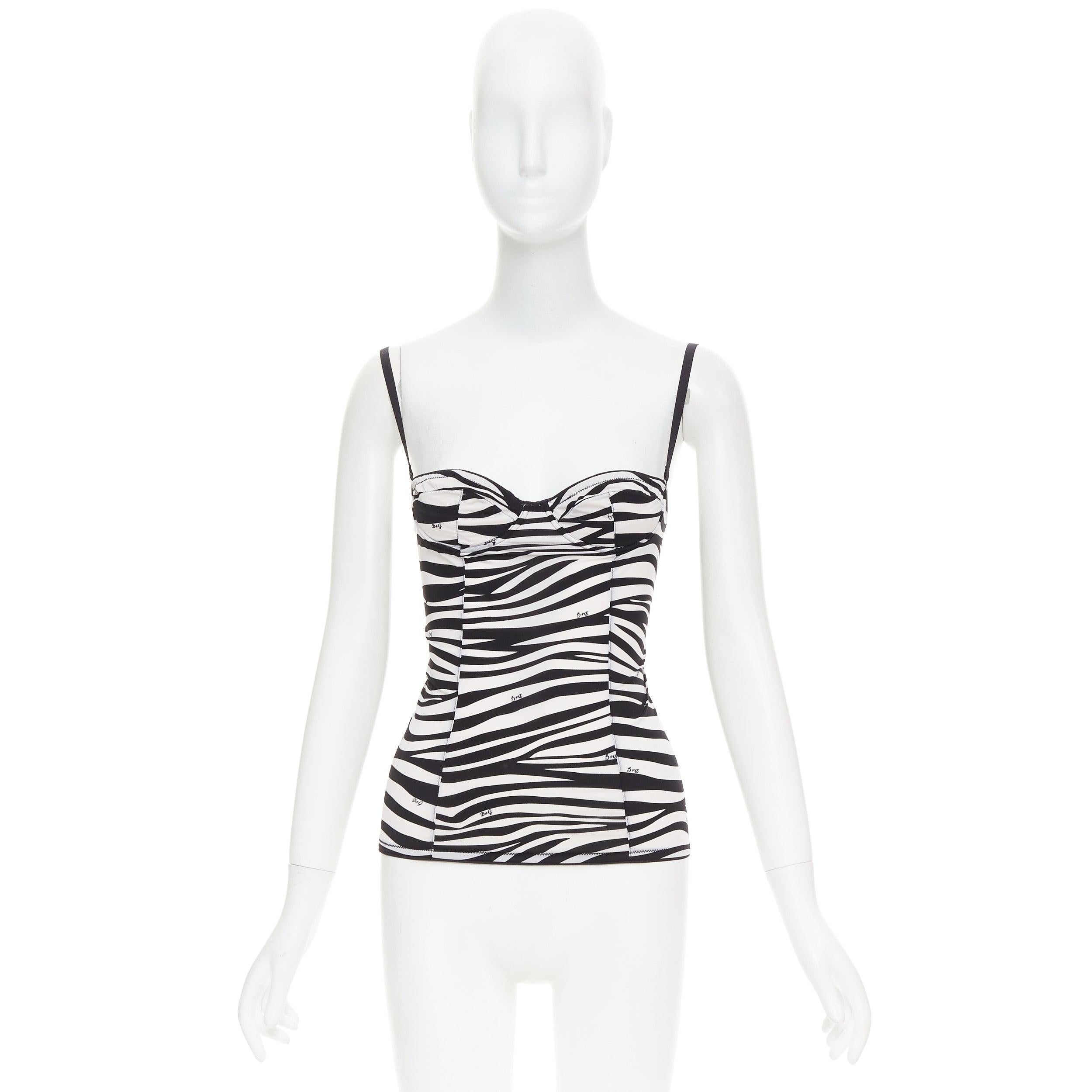 DOLCE GABBANA D&G UNDERWEAR Vintage logo zebra stripe camisole tank Sz1 S For Sale 4