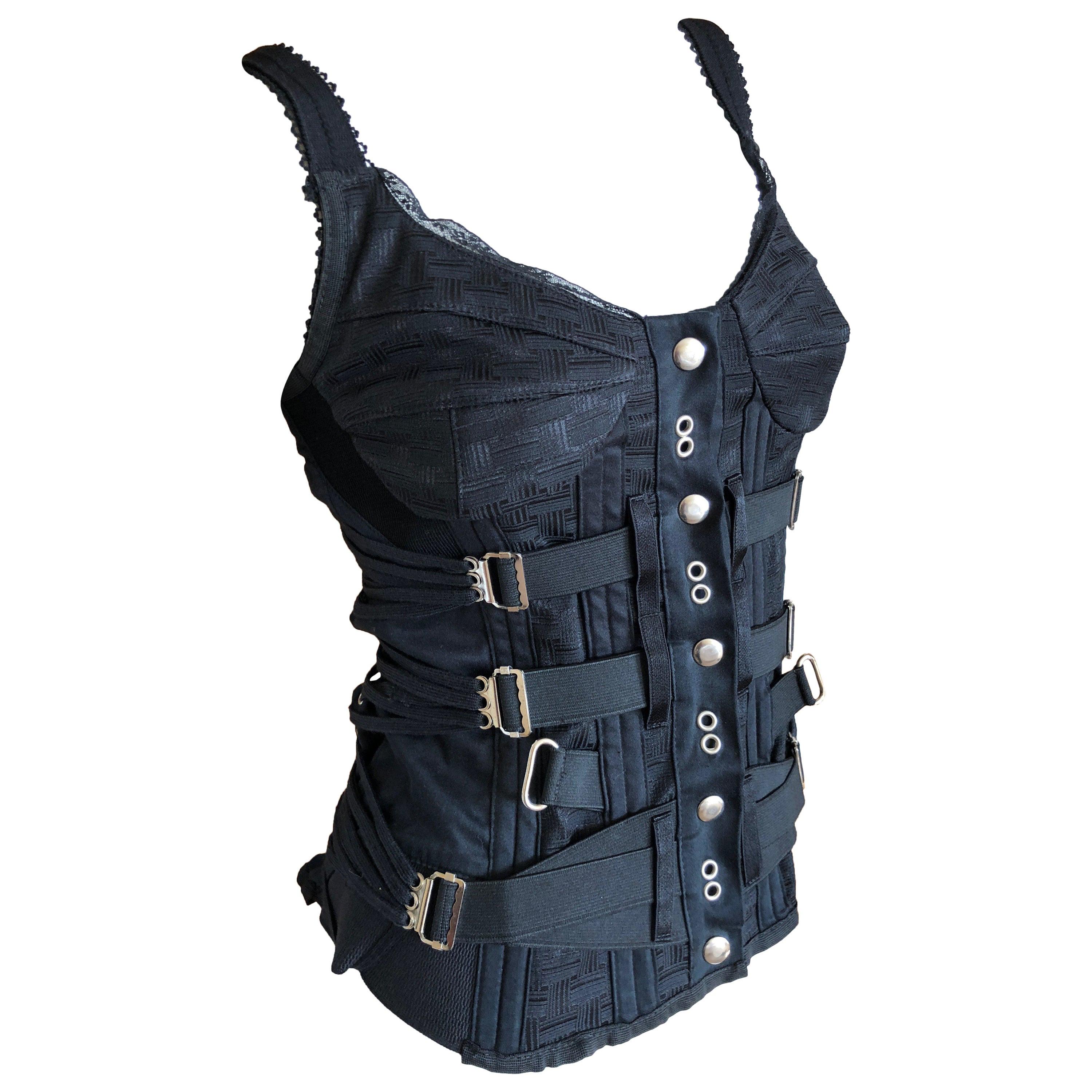 Dolce & Gabbana D&G Vintage Black Bondage Strap Corset Top For Sale