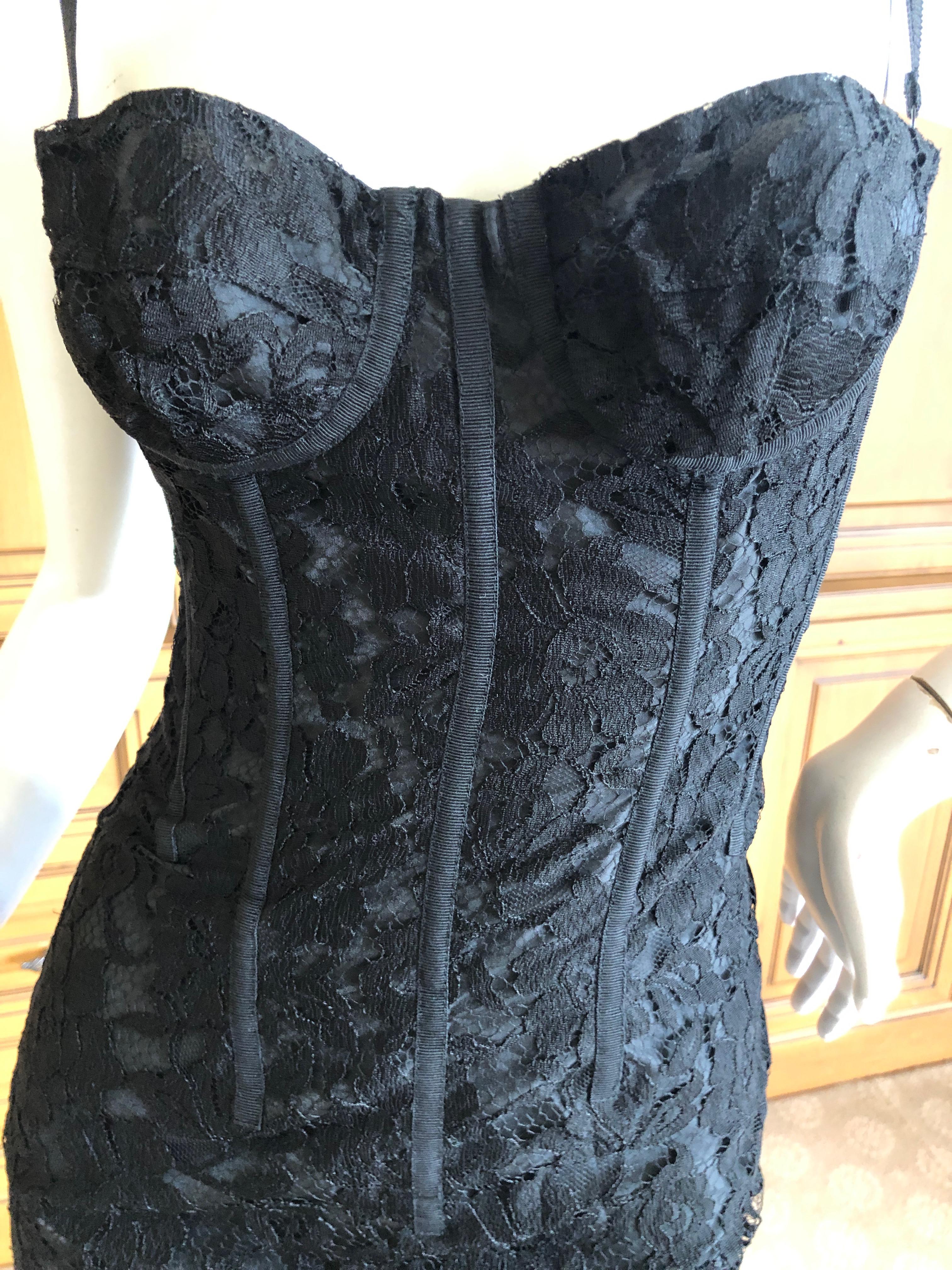 Dolce & Gabbana D&G Vintage BLack Lace Corset Dress In Excellent Condition In Cloverdale, CA