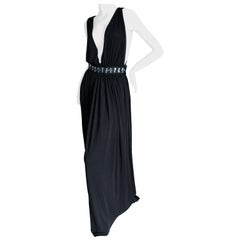 Dolce & Gabbana D&G Vintage Black Racer Back Halter Embellished Evening Dress 