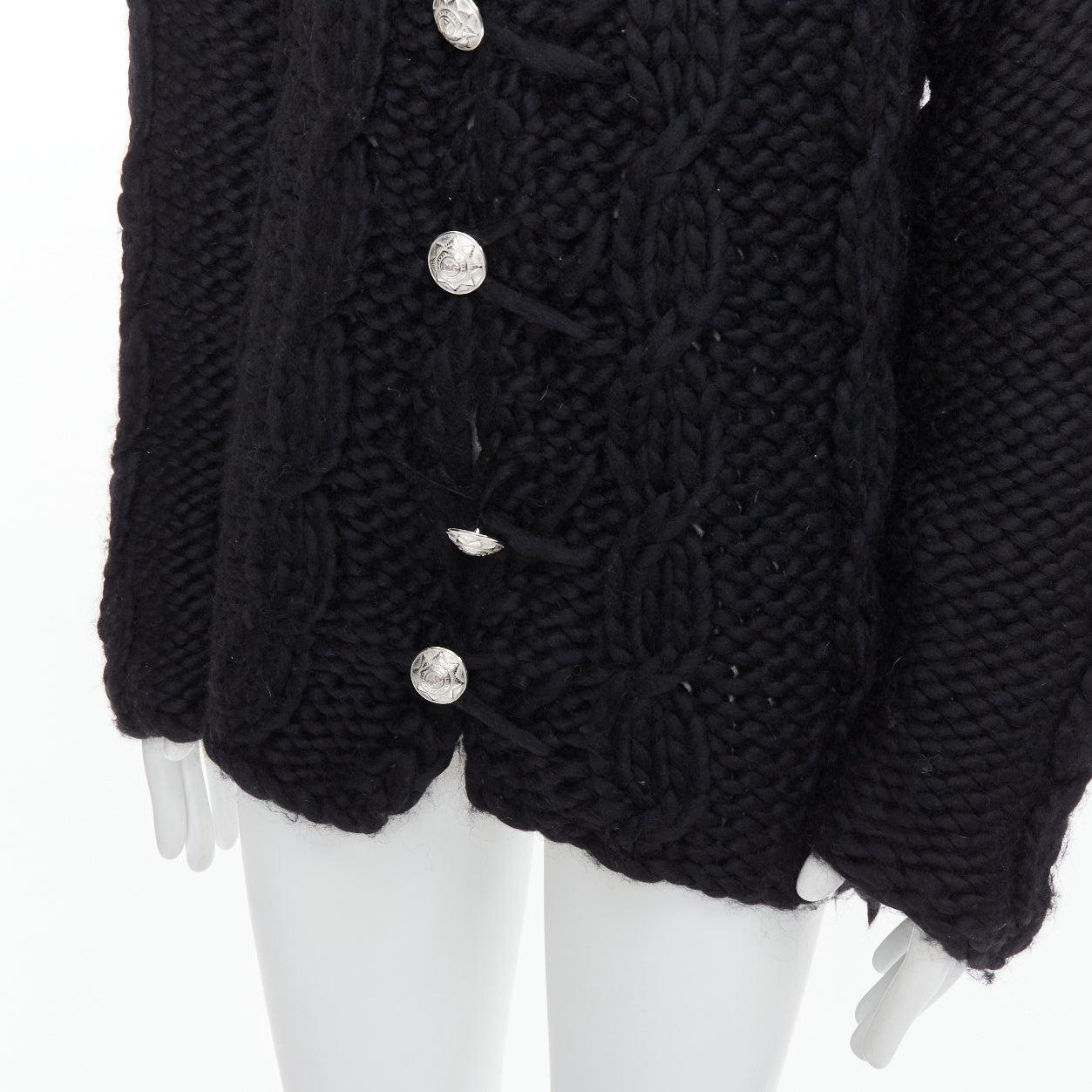 DOLCE GABBANA D&G Cárdigan de punto por cable grueso de lana negra Vintage S en venta 3