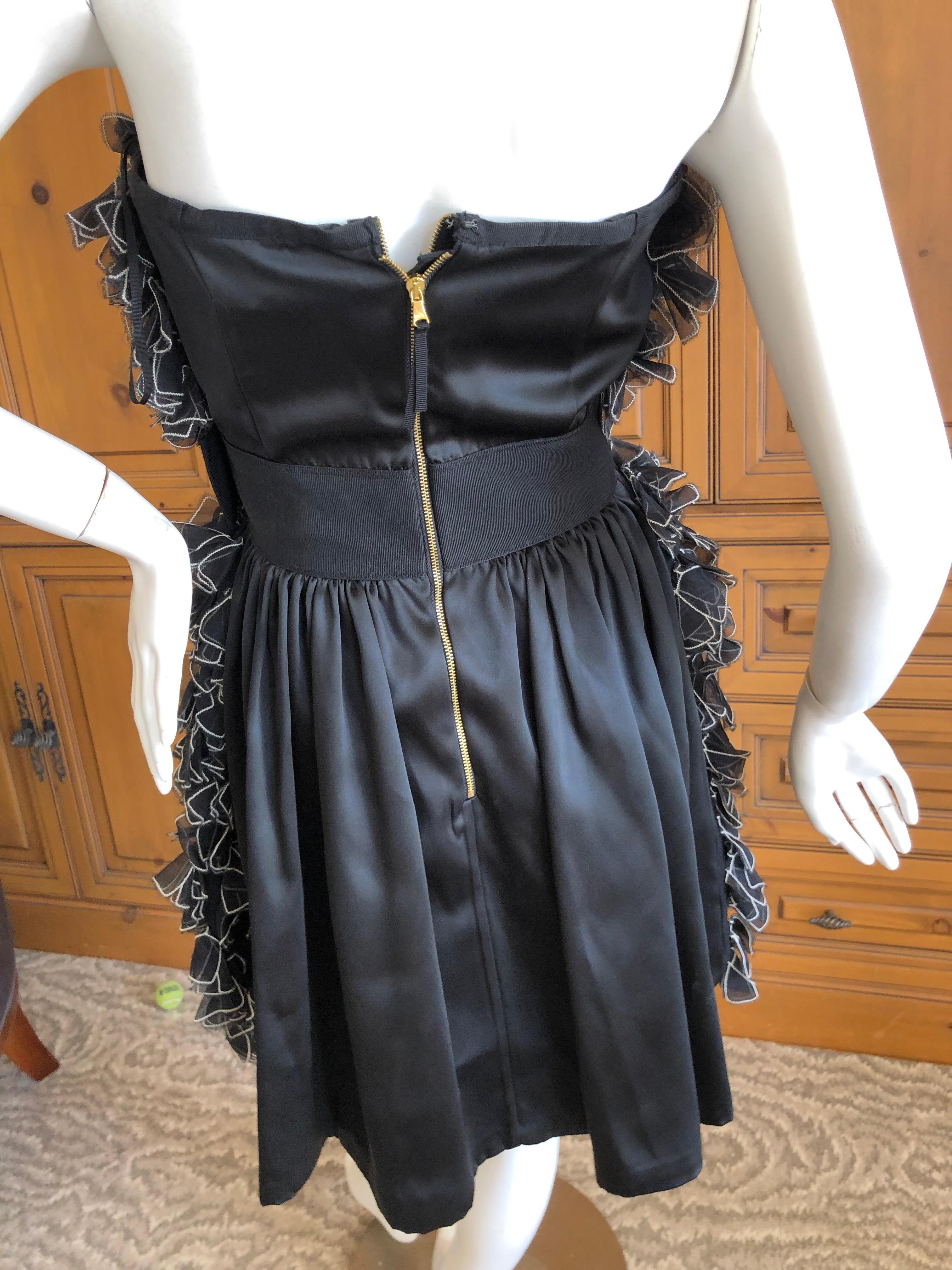 Dolce & Gabbana D&G Vintage Frilly Ruffled Black & White Mini Dress Inner Corset In Excellent Condition For Sale In Cloverdale, CA