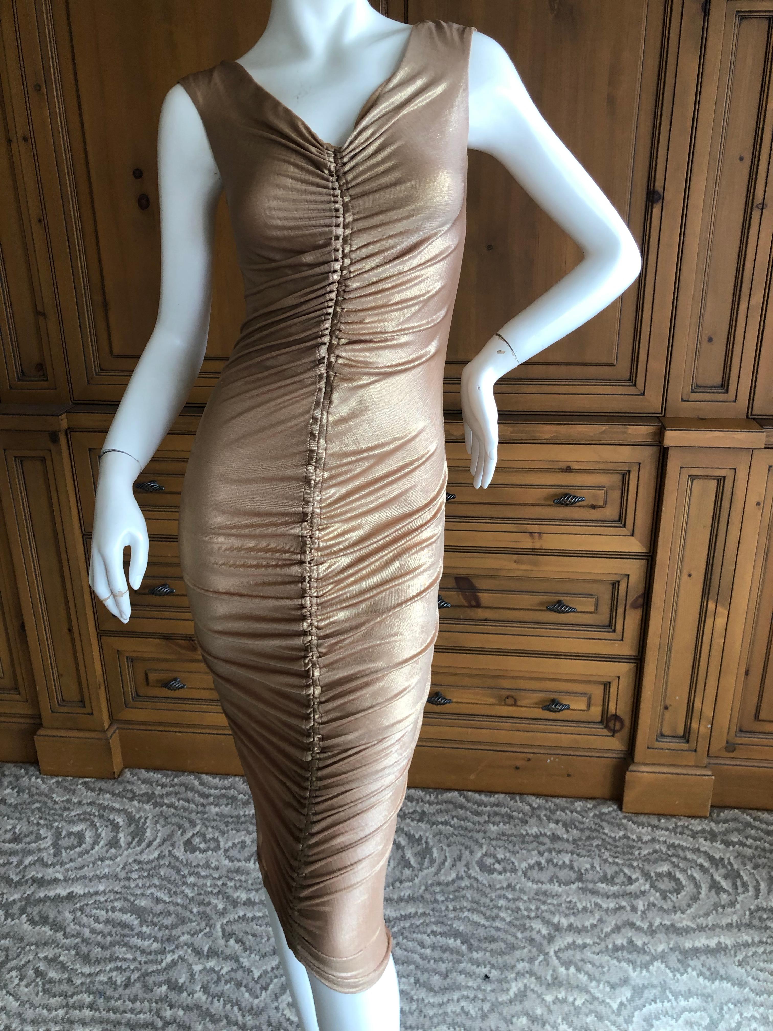 Dolce & Gabbana D&G Vintage Gold Ruched Bodycon Cocktail Dress For Sale 1