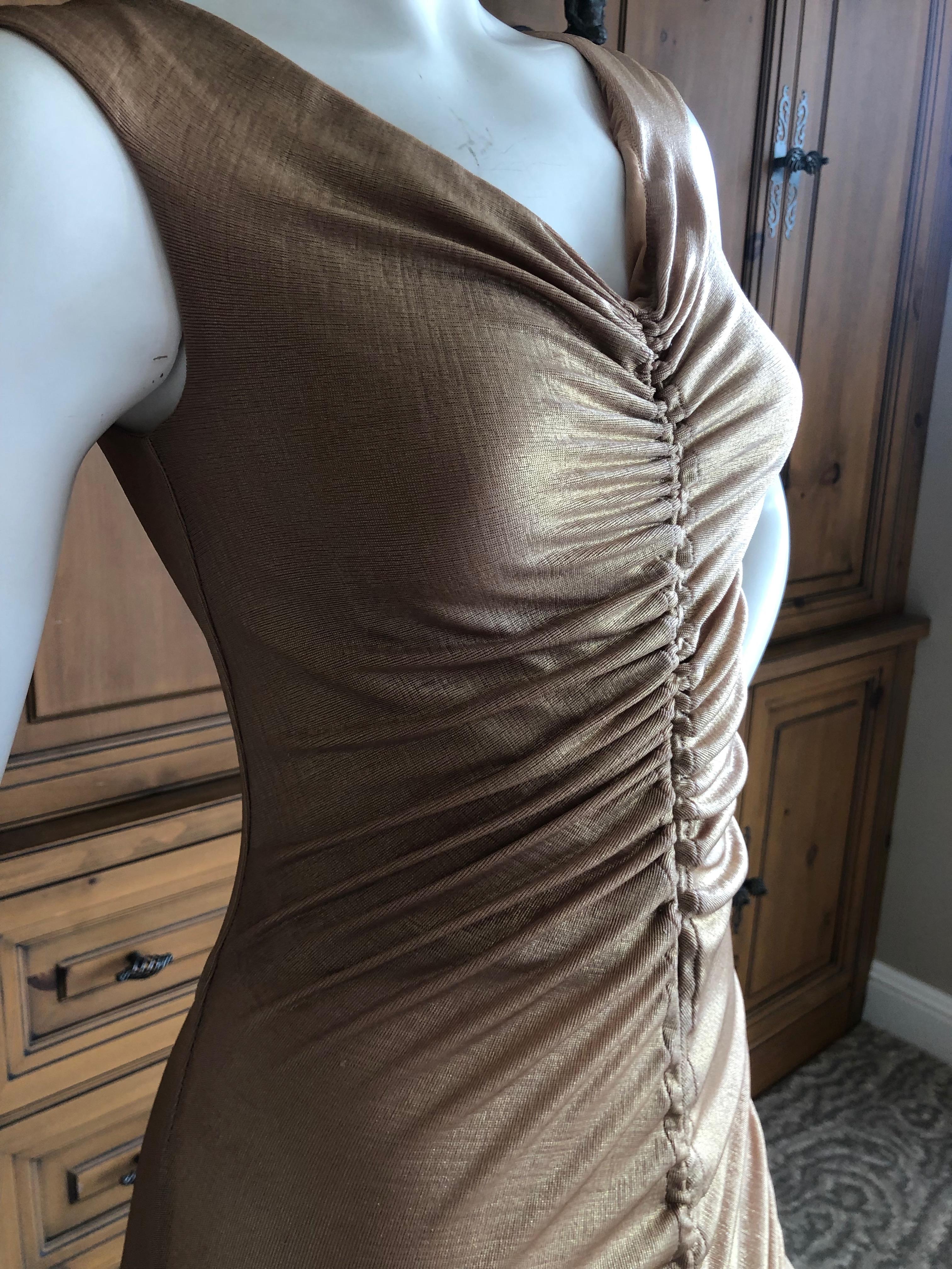 Dolce & Gabbana D&G Vintage Gold Ruched Bodycon Cocktail Dress For Sale 3