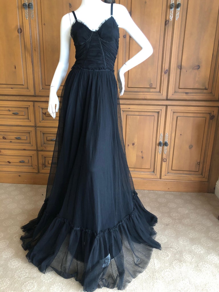 Dolce and Gabbana D&G Vintage Goth Black Morticia Gown with Flowing ...