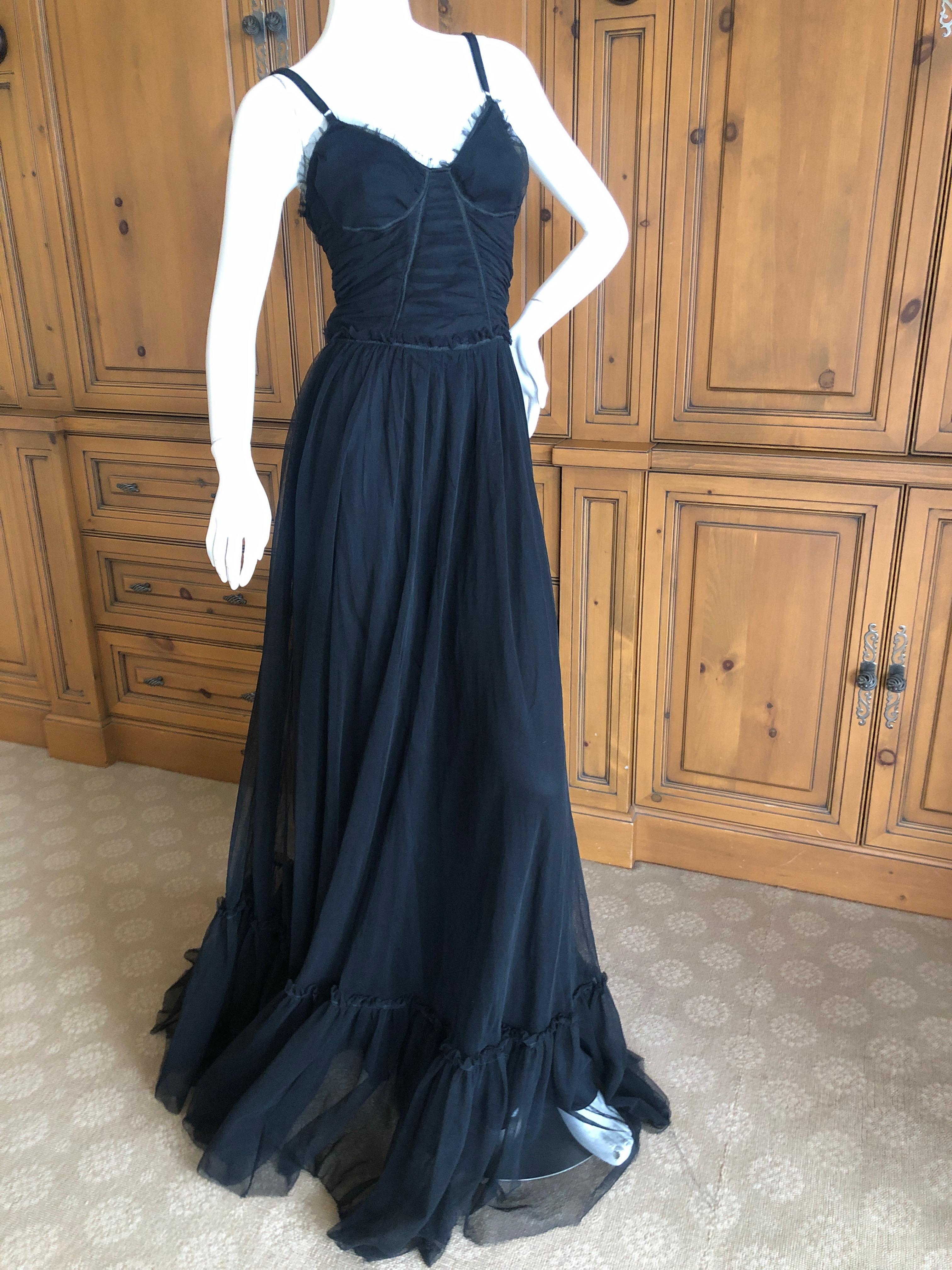 Dolce & Gabbana D&G Vintage Goth Black Morticia Gown with Flowing Long Skirt 44  In Excellent Condition For Sale In Cloverdale, CA