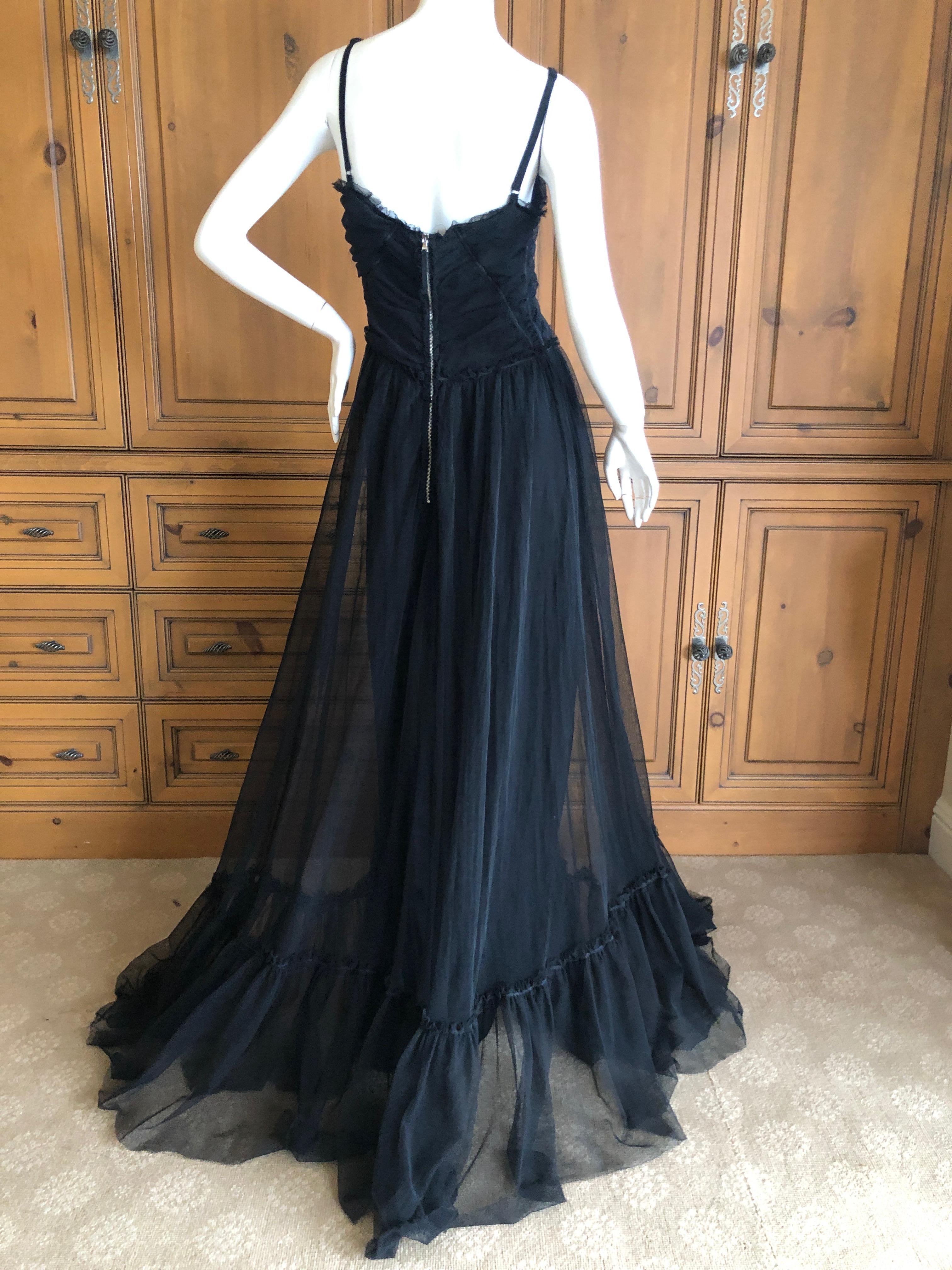 Women's Dolce & Gabbana D&G Vintage Goth Black Morticia Gown with Flowing Long Skirt 44 