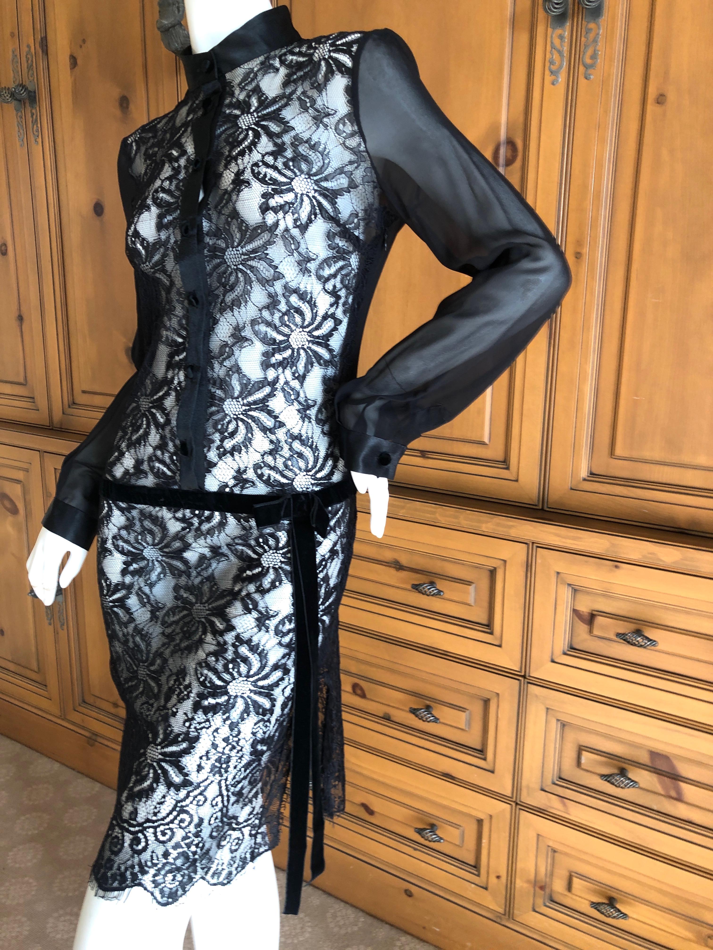 Black Dolce & Gabbana D&G Vintage Sheer Lace Cocktail Dress with Slip For Sale