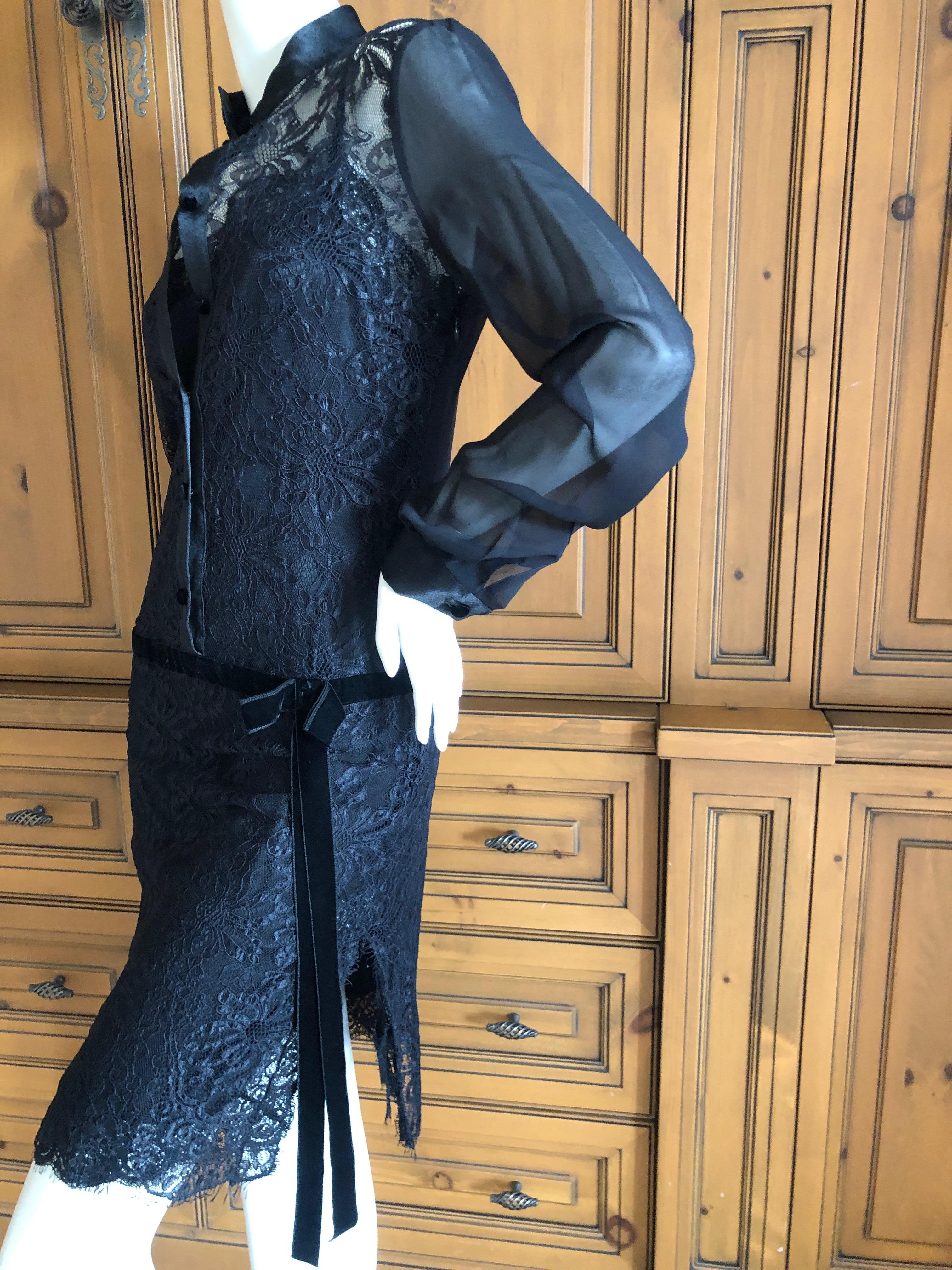 Dolce & Gabbana D&G Vintage Sheer Lace Cocktail Dress with Slip For Sale 3