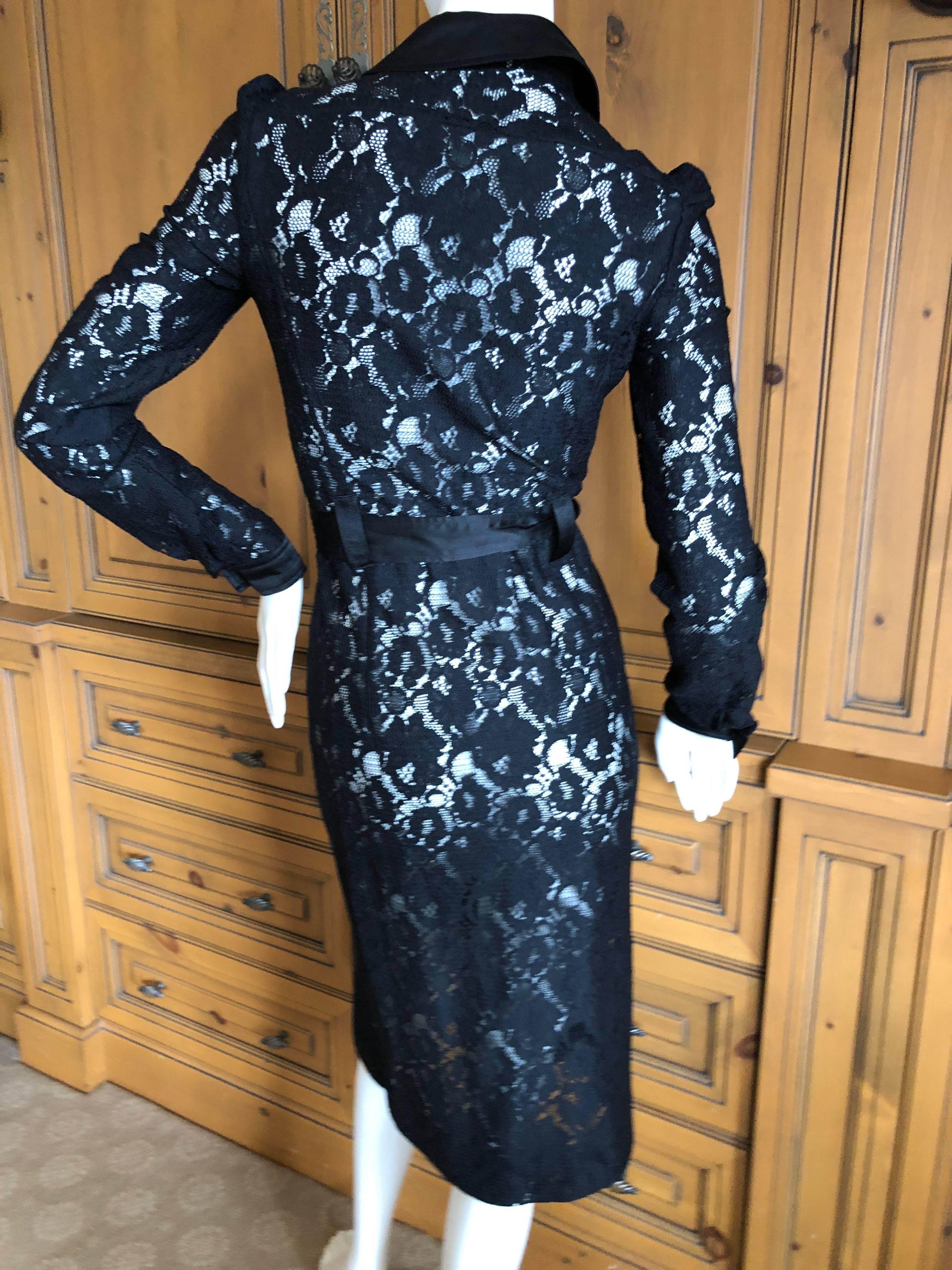 Dolce & Gabbana D&G Vintage Sheer Lace Shirt Dress  For Sale 2