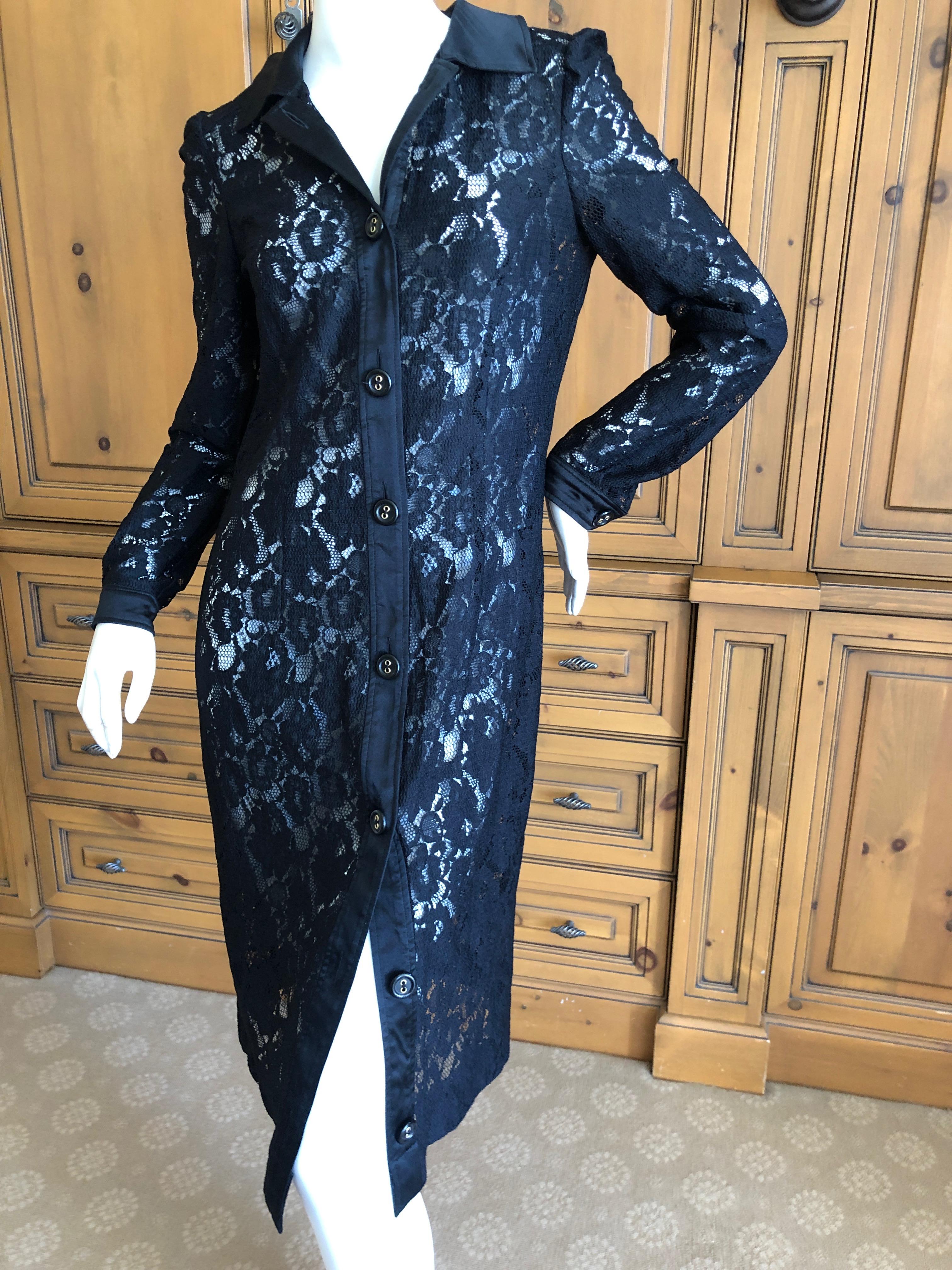 Dolce & Gabbana D&G Vintage Sheer Lace Shirt Dress New with Tags Size 46   In New Condition For Sale In Cloverdale, CA