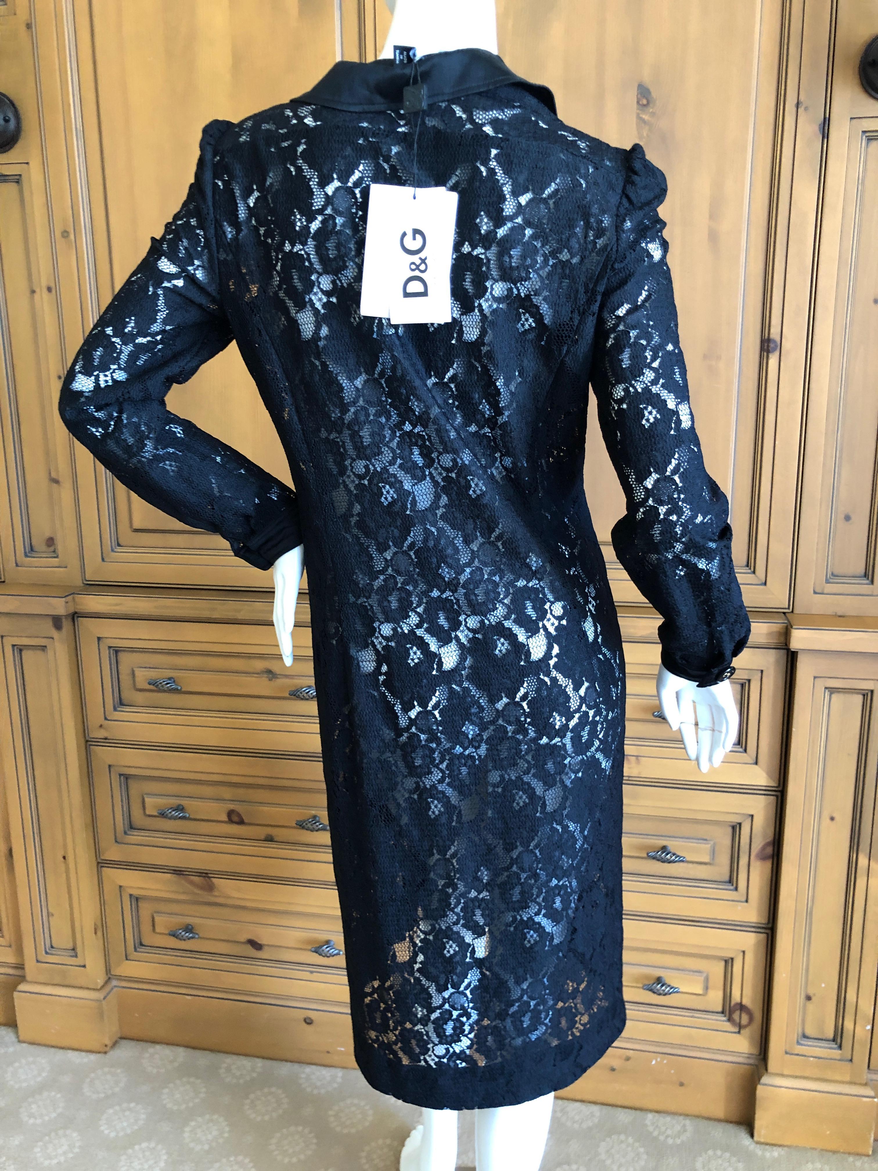 Women's Dolce & Gabbana D&G Vintage Sheer Lace Shirt Dress New with Tags Size 46   For Sale