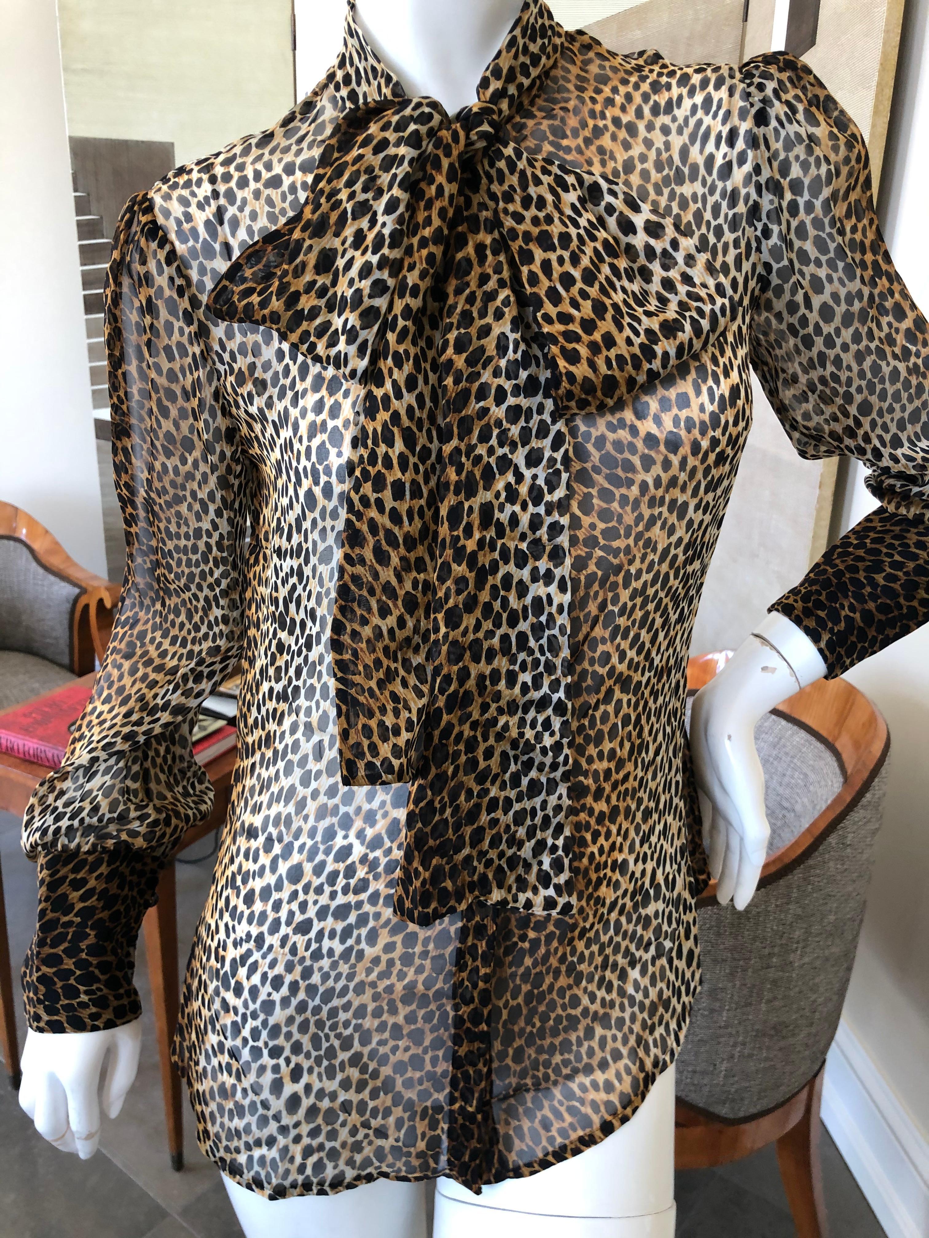 Dolce & Gabbana D&G Vintage Sheer Silk Leopard Print Blouse with Pussy Bow.
Size 48
Bust 36