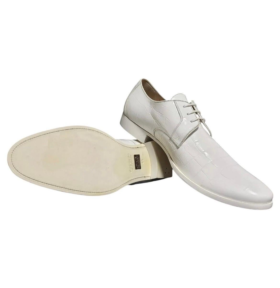 Dolce & Gabbana D&G Zapatos de piel con estampado de cocodrilo blancos para hombre 44 - 11 en Nuevo estado para la venta en Montgomery, TX