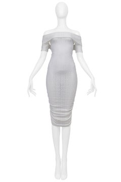 Dolce & Gabbana D&G White Lace Off The Shoulder Ruched Dress