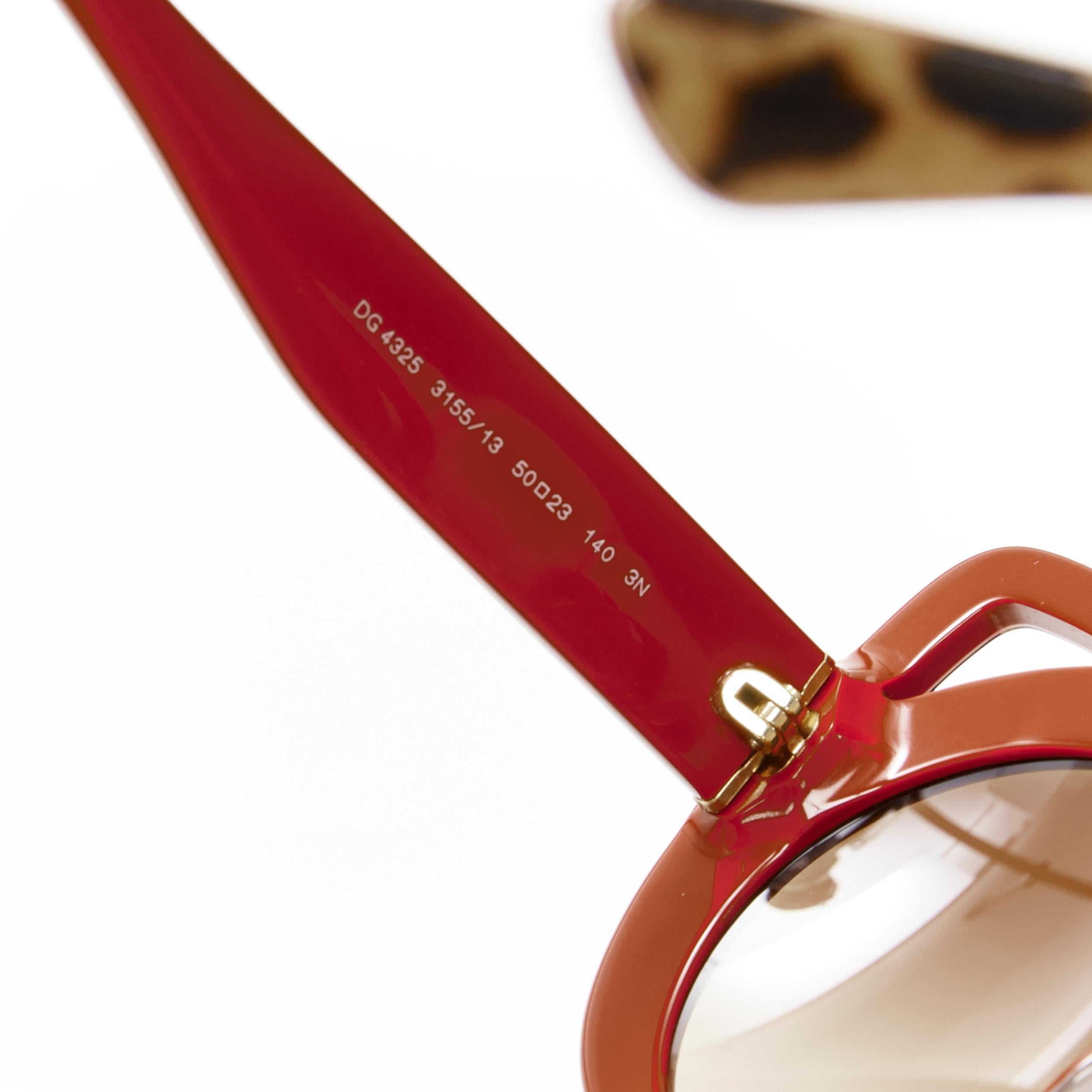 Women's DOLCE GABBANA DG4325 Limited brown leopard print rounded Cat eye sunglasses