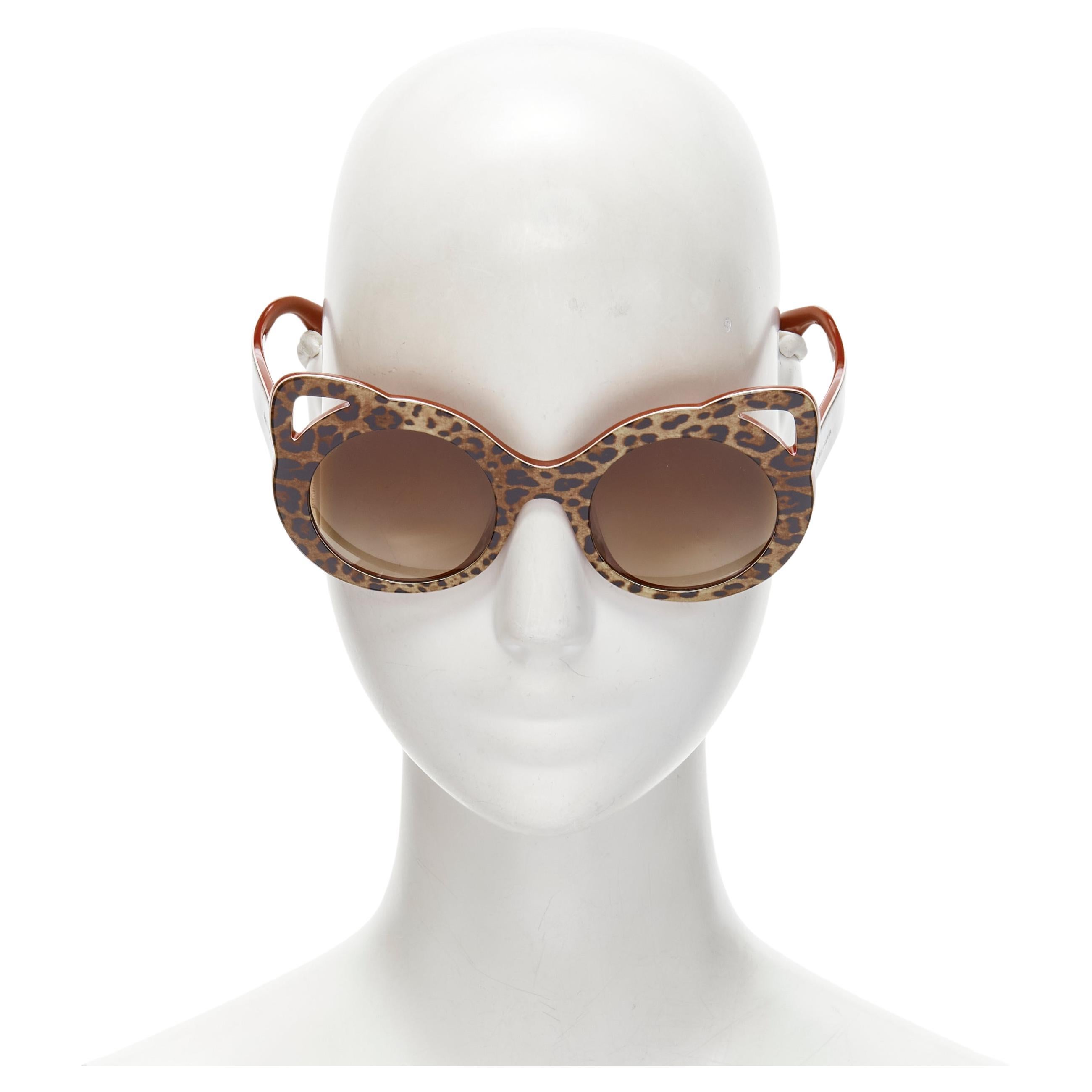 DOLCE GABBANA DG4325 Limited brown leopard print rounded Cat eye sunglasses  For Sale at 1stDibs