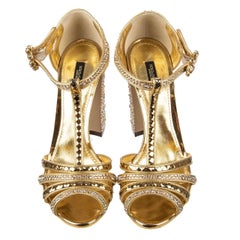 Dolce & Gabbana Disco High Heel Sandals Pumps KEIRA with Crystals Gold 40 10