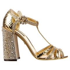 Dolce & Gabbana Disco High Heel Sandals Pumps KEIRA with Crystals Gold 40 10