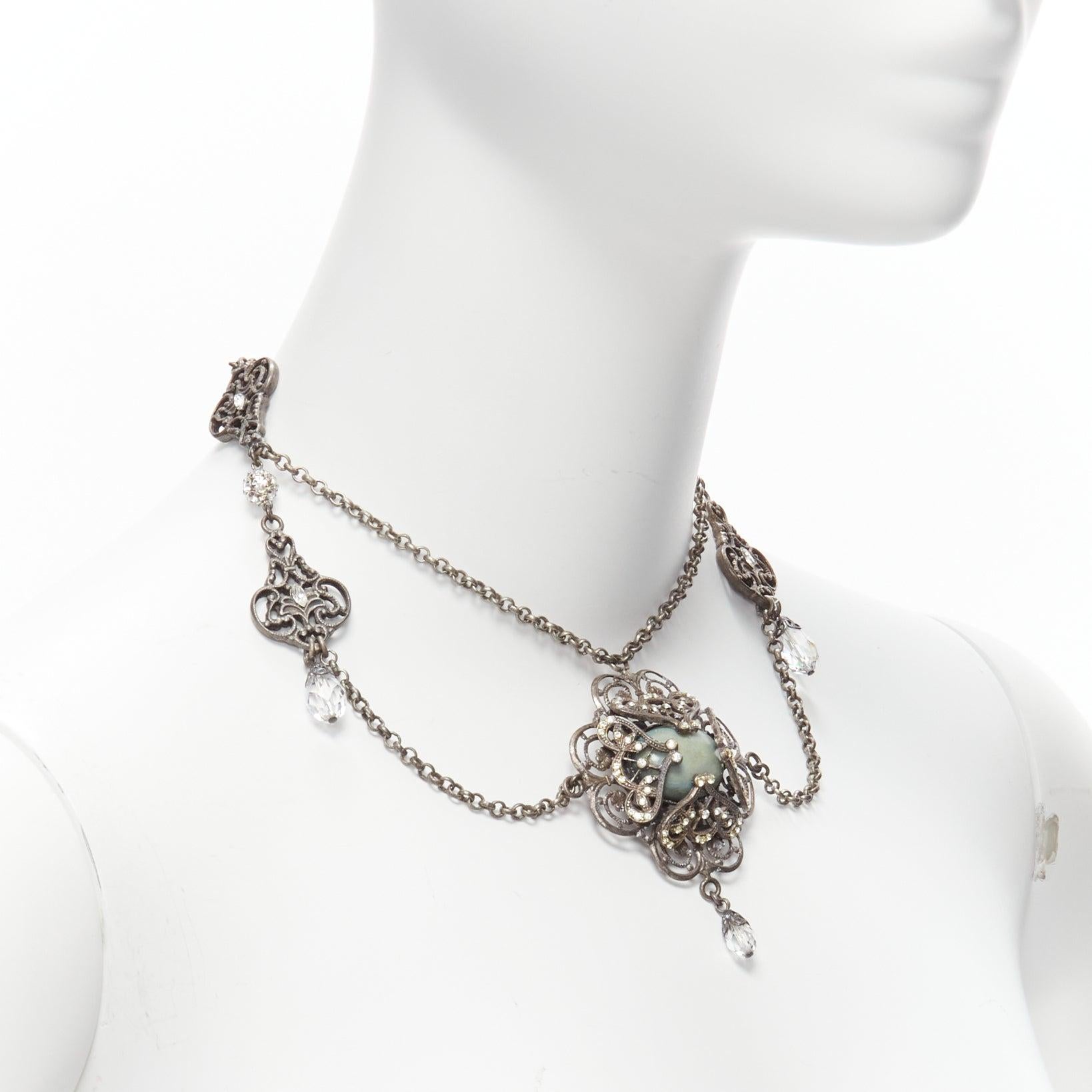 DOLCE GABBANA Distressed Barock Opal Strass Kristall Kronleuchter Halskette im Zustand „Gut“ im Angebot in Hong Kong, NT