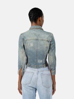 Dolce & Gabbana Distressed Denim Blue Jacket Size M