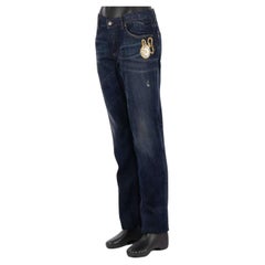 Dolce & Gabbana Distressed Jeans mit Kristall-Perlen-Uhr in Patch-Blau 52